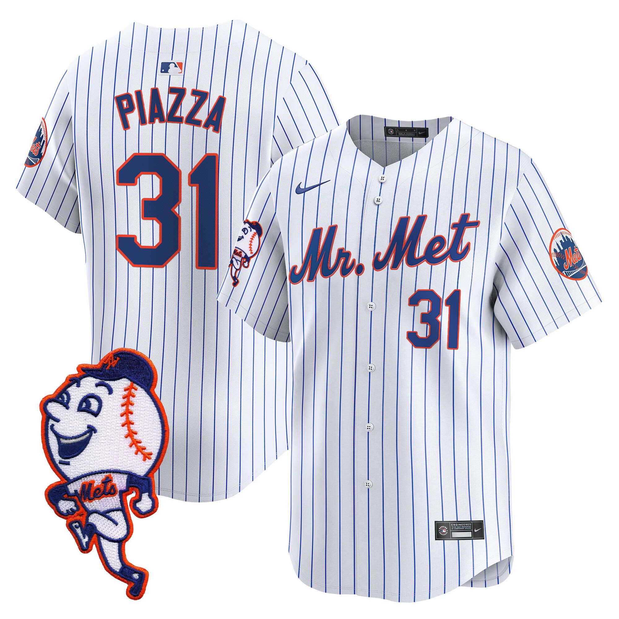 Men's Mets Mr. Met Patch Vapor Premier Limited Jersey - All Stitched