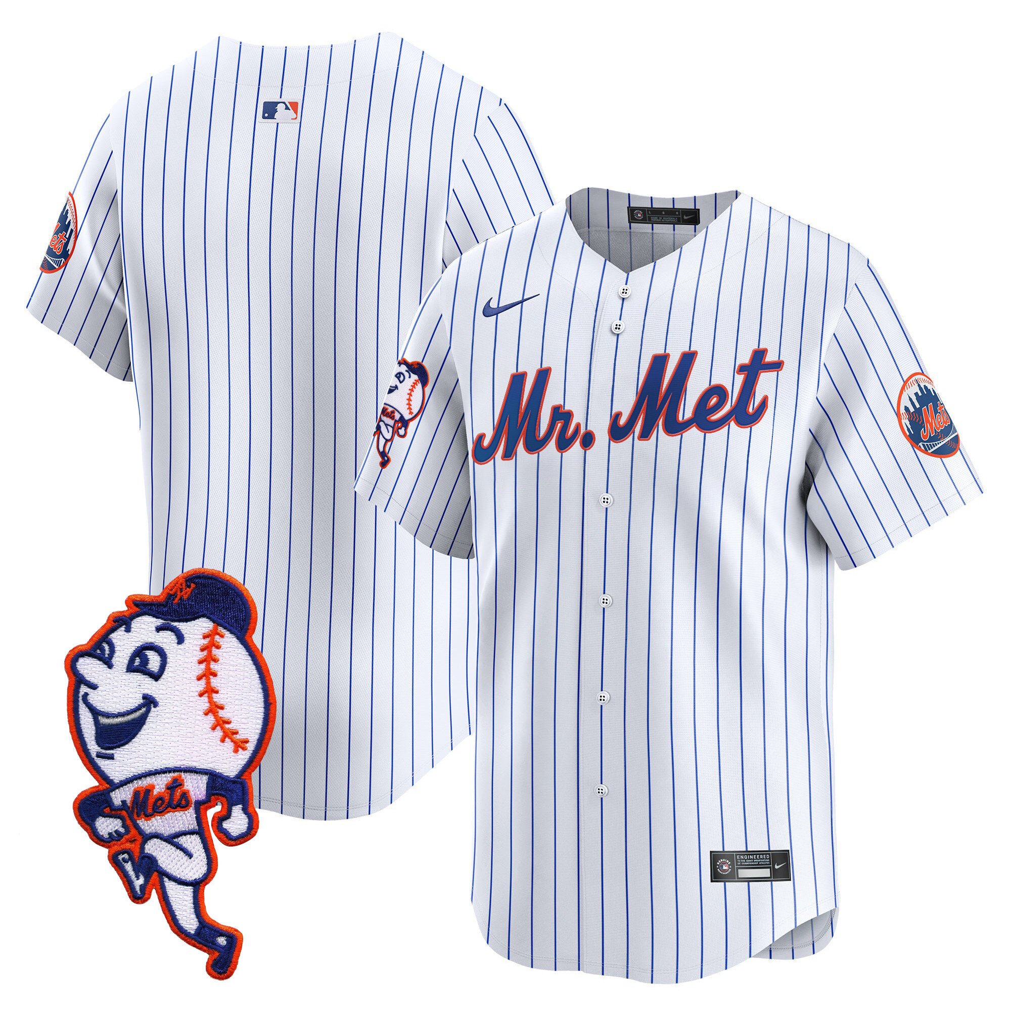 Men's Mets Mr. Met Patch Vapor Premier Limited Jersey - All Stitched