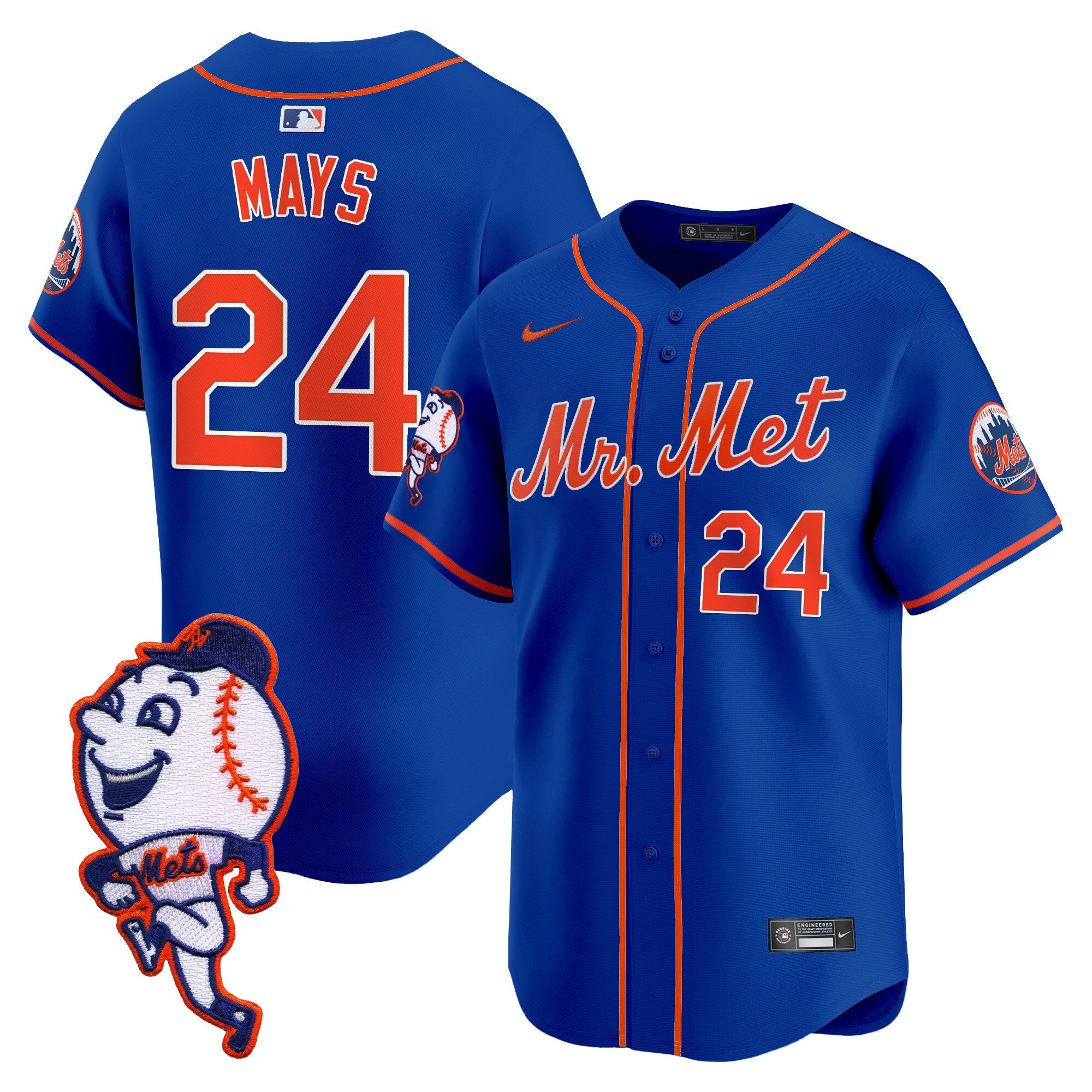 Men's Mets Mr. Met Patch Vapor Premier Limited Jersey - All Stitched