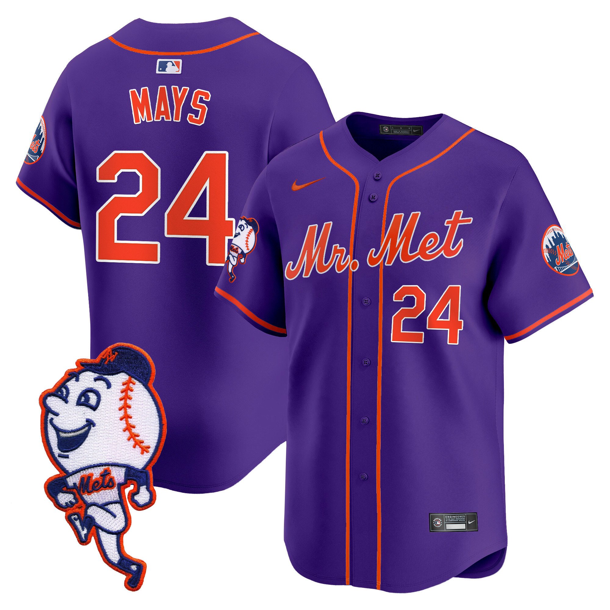 Men's Mets Mr. Met Patch Vapor Premier Limited Jersey - All Stitched