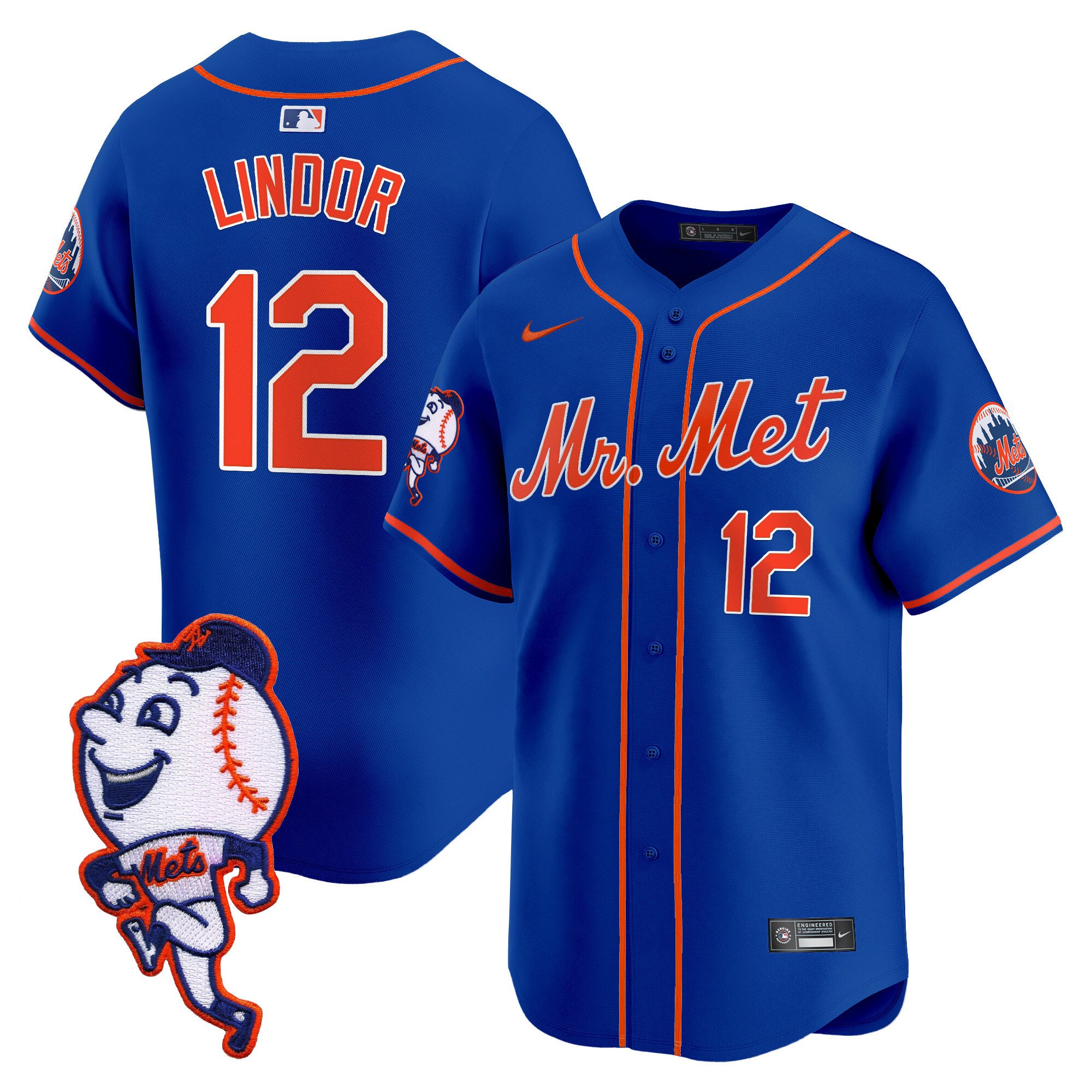 Men's Mets Mr. Met Patch Vapor Premier Limited Jersey - All Stitched