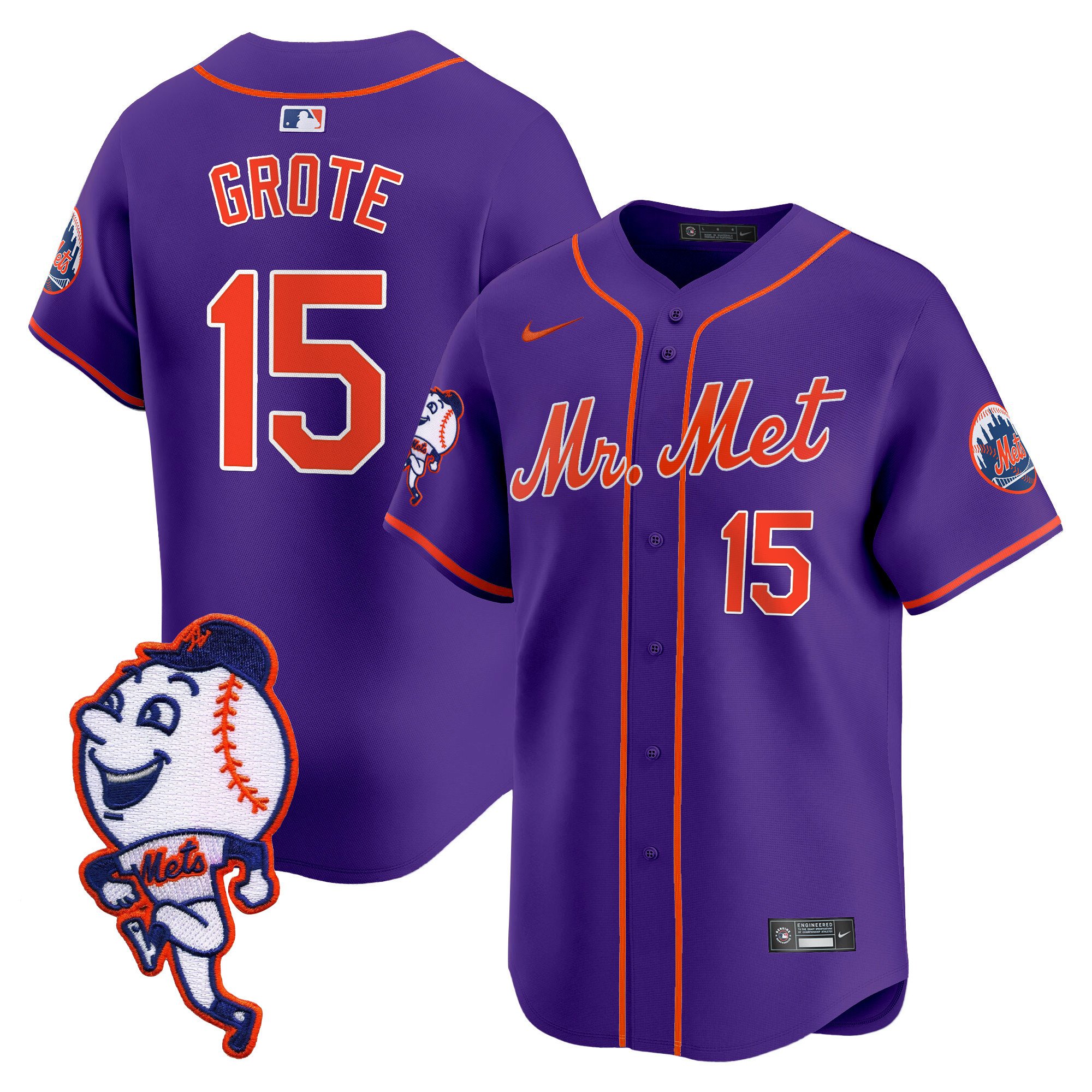 Men's Mets Mr. Met Patch Vapor Premier Limited Jersey - All Stitched