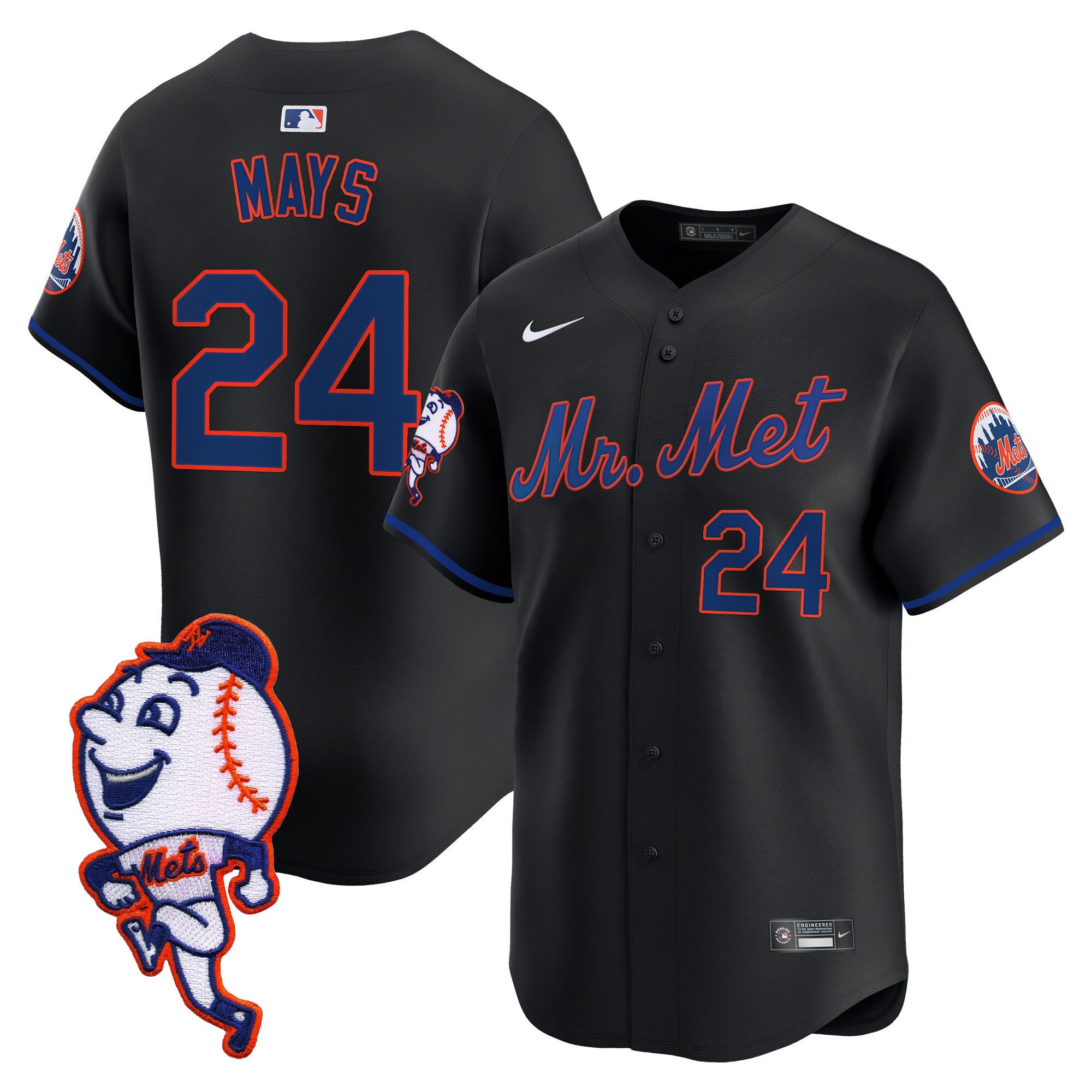 Men's Mets Mr. Met Patch Vapor Premier Limited Jersey - All Stitched