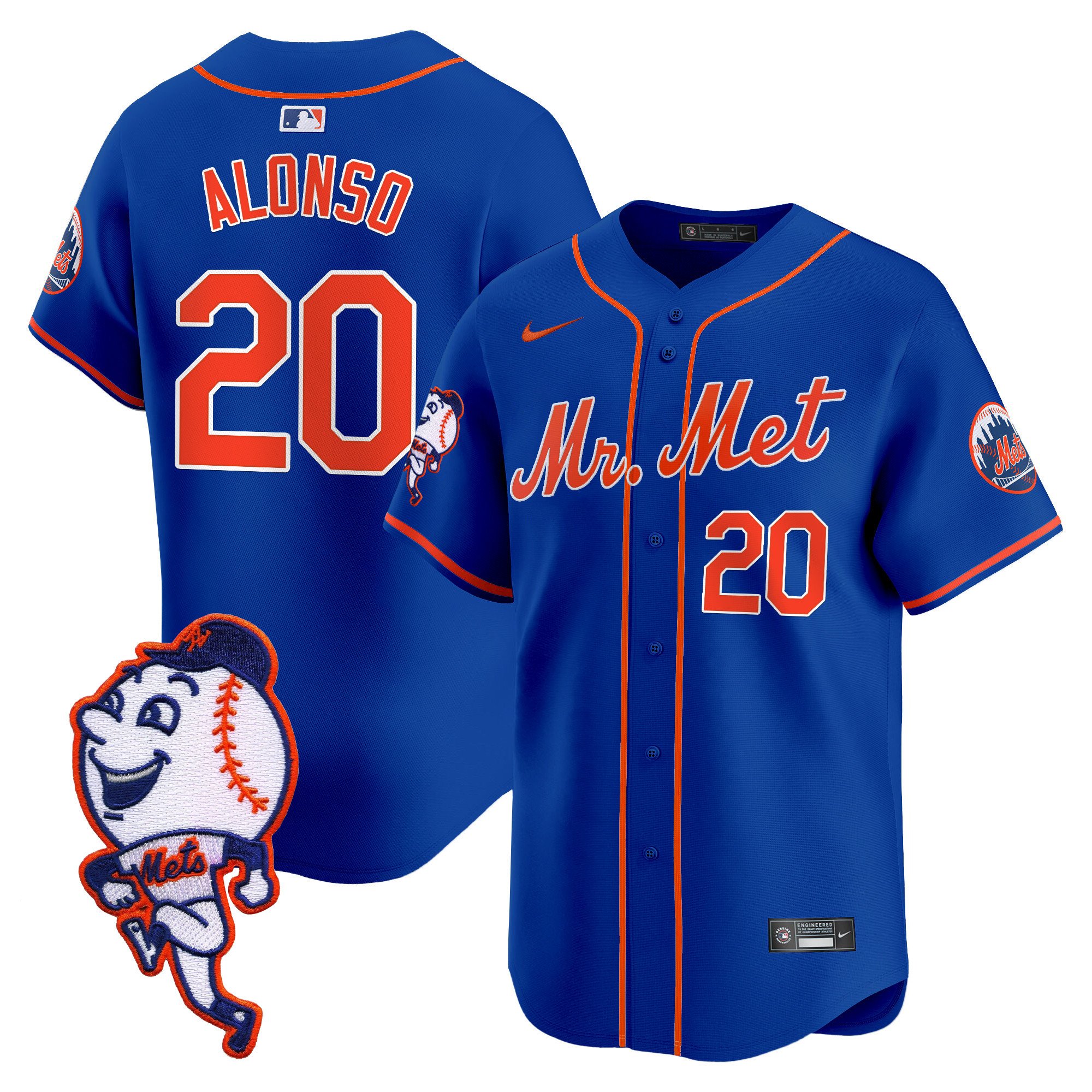 Men's Mets Mr. Met Patch Vapor Premier Limited Jersey - All Stitched
