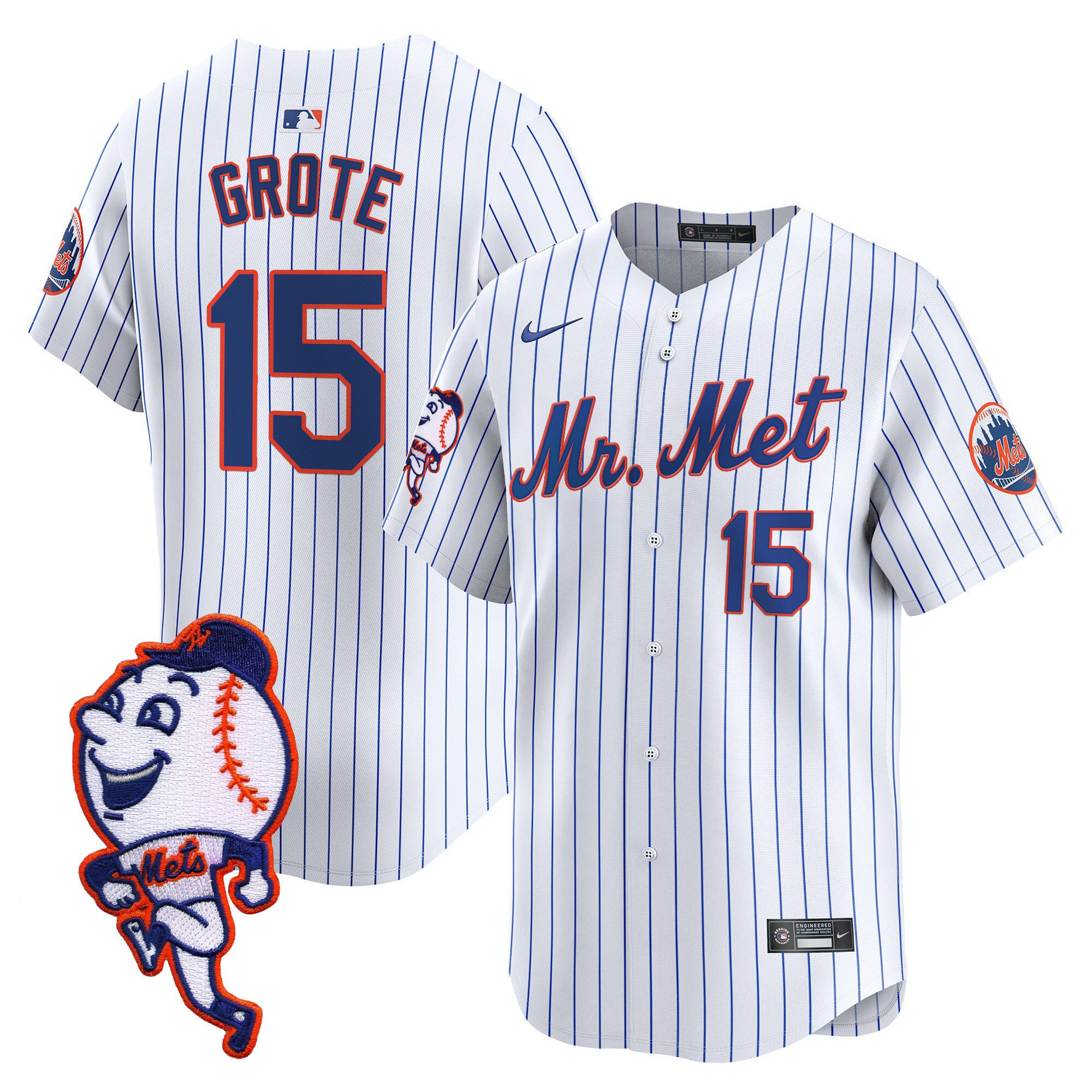 Men's Mets Mr. Met Patch Vapor Premier Limited Jersey - All Stitched