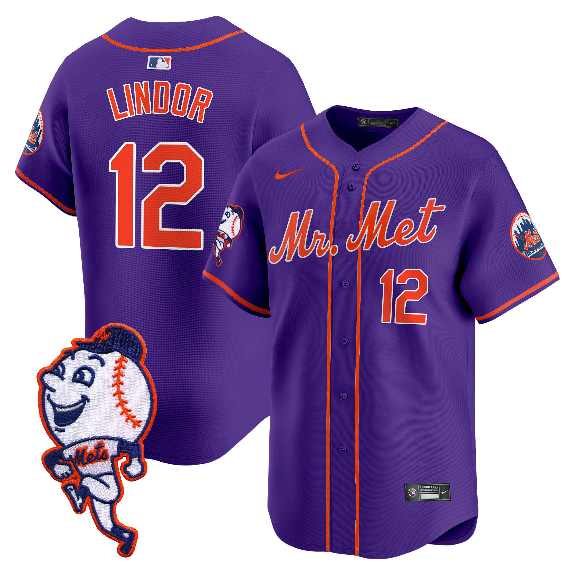 Men's Mets Mr. Met Patch Vapor Premier Limited Jersey - All Stitched