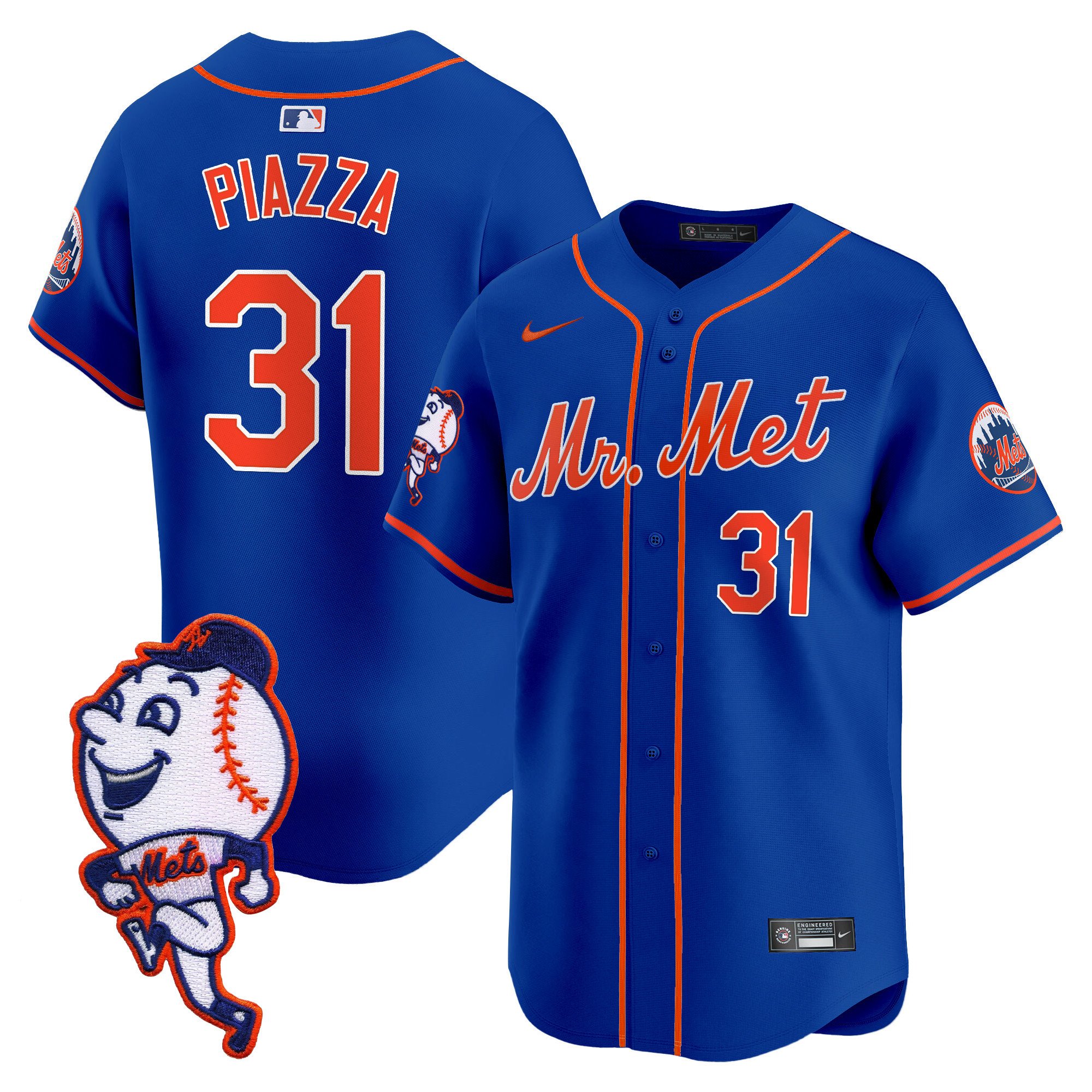 Men's Mets Mr. Met Patch Vapor Premier Limited Jersey - All Stitched