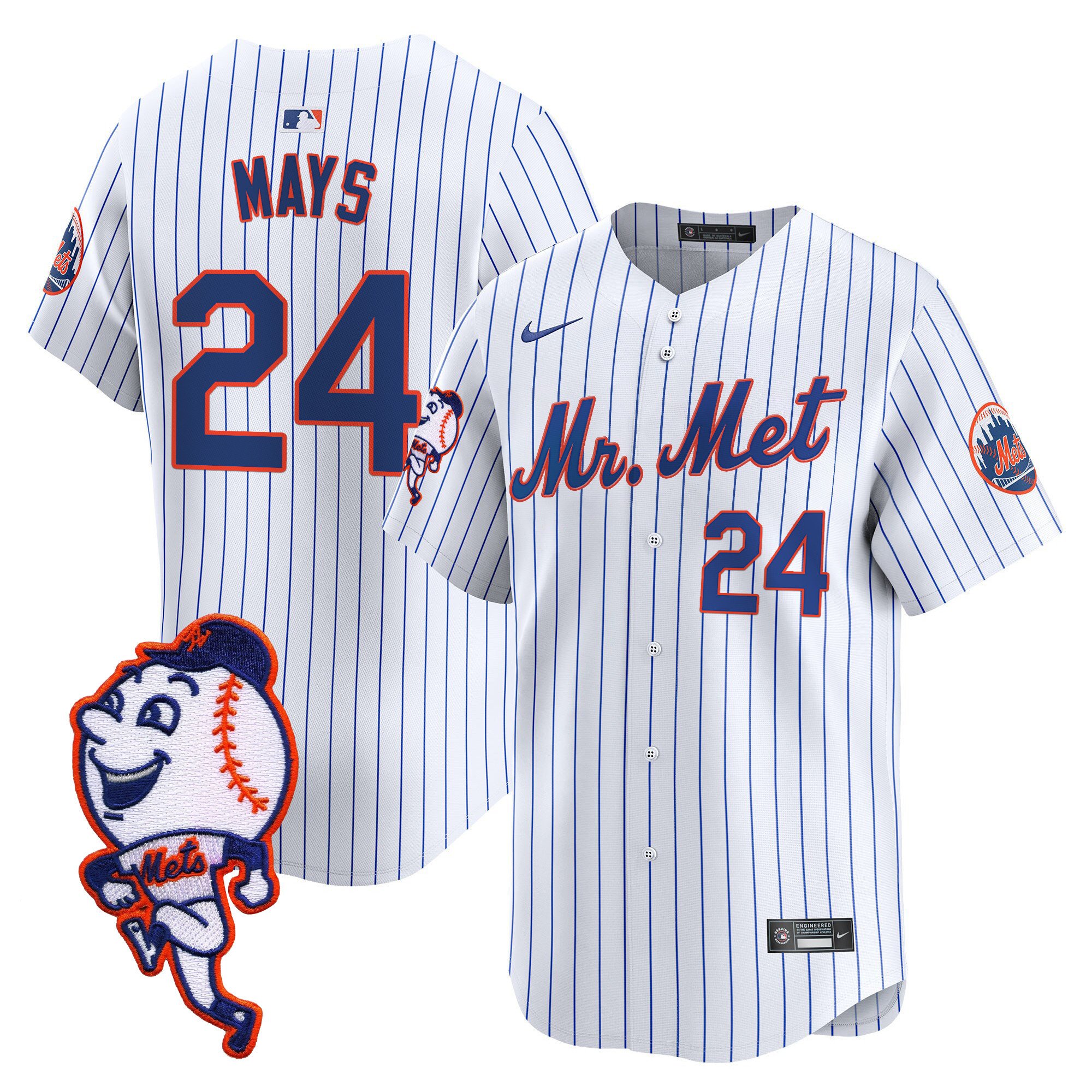 Men's Mets Mr. Met Patch Vapor Premier Limited Jersey - All Stitched