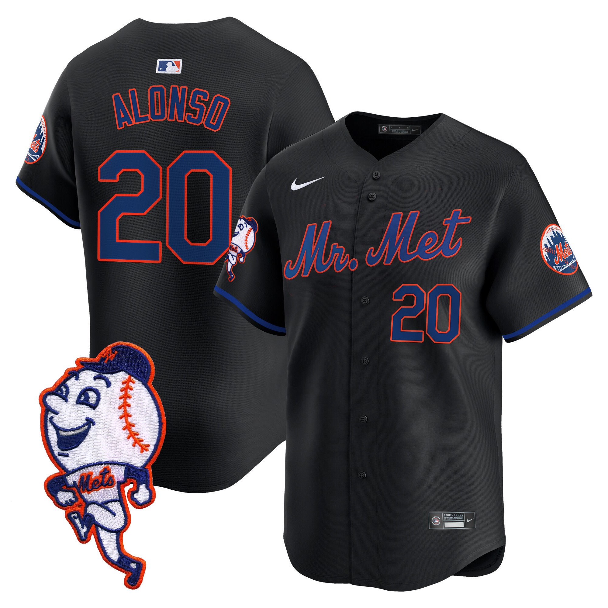 Men's Mets Mr. Met Patch Vapor Premier Limited Jersey - All Stitched