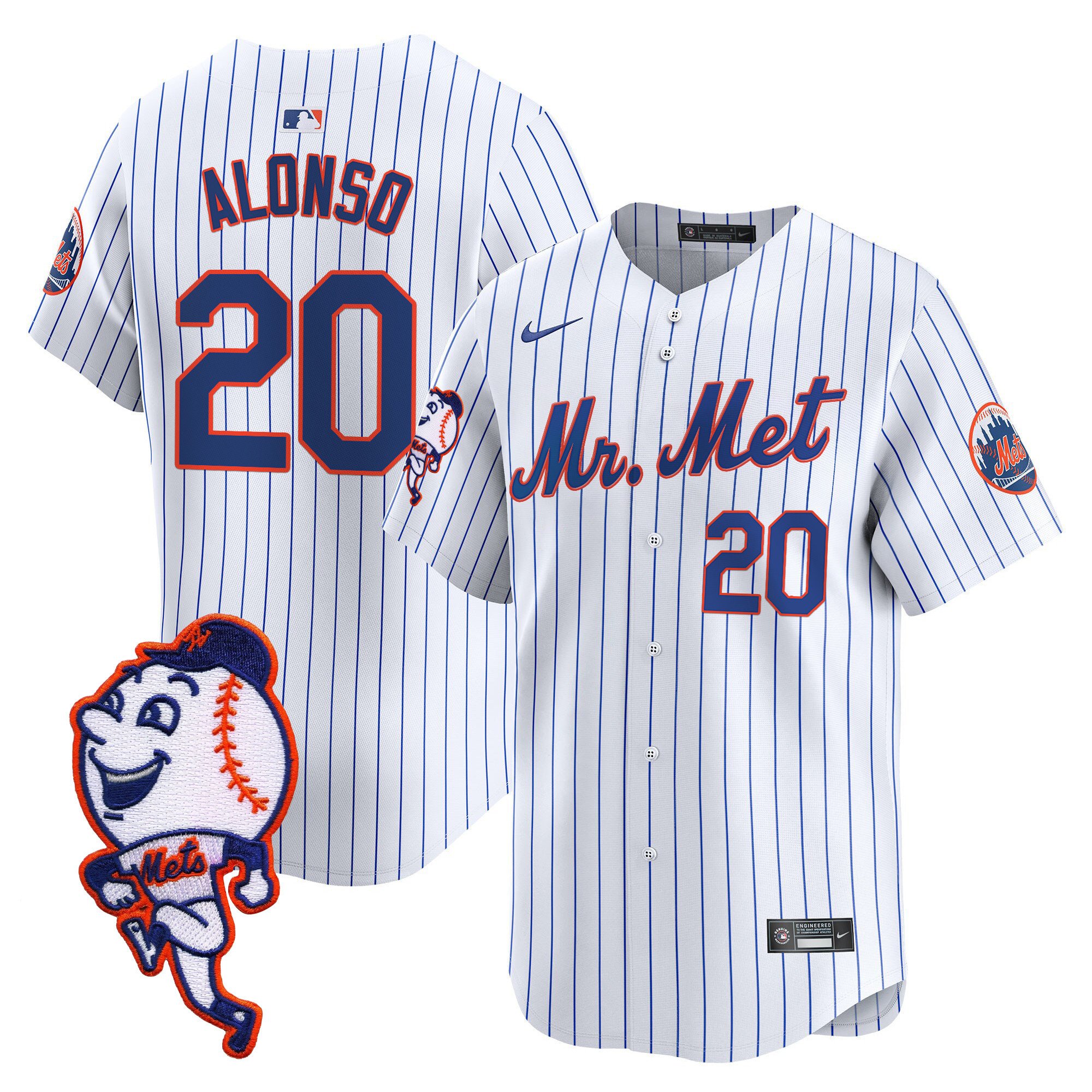 Men's Mets Mr. Met Patch Vapor Premier Limited Jersey - All Stitched