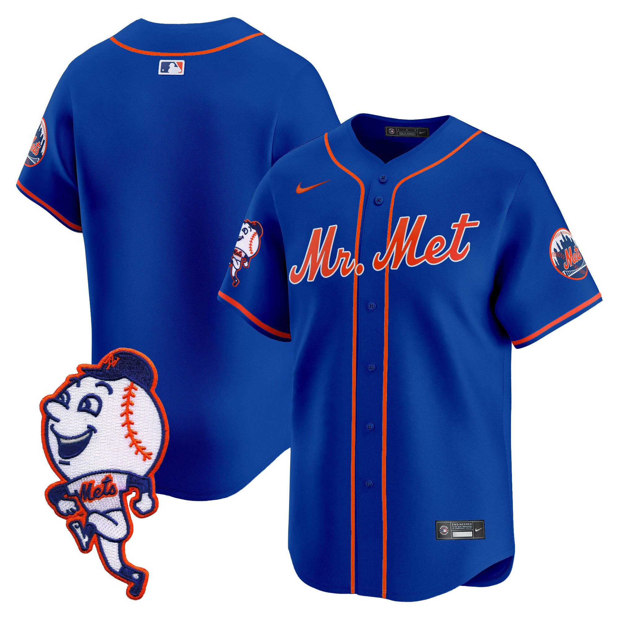 Men's Mets Mr. Met Patch Vapor Premier Limited Jersey - All Stitched