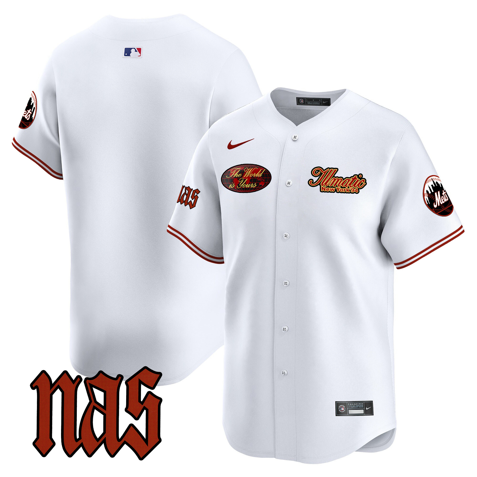 Men's Mets Nas Illmatic Vapor Premier Limited Jersey V2 - All Stitched