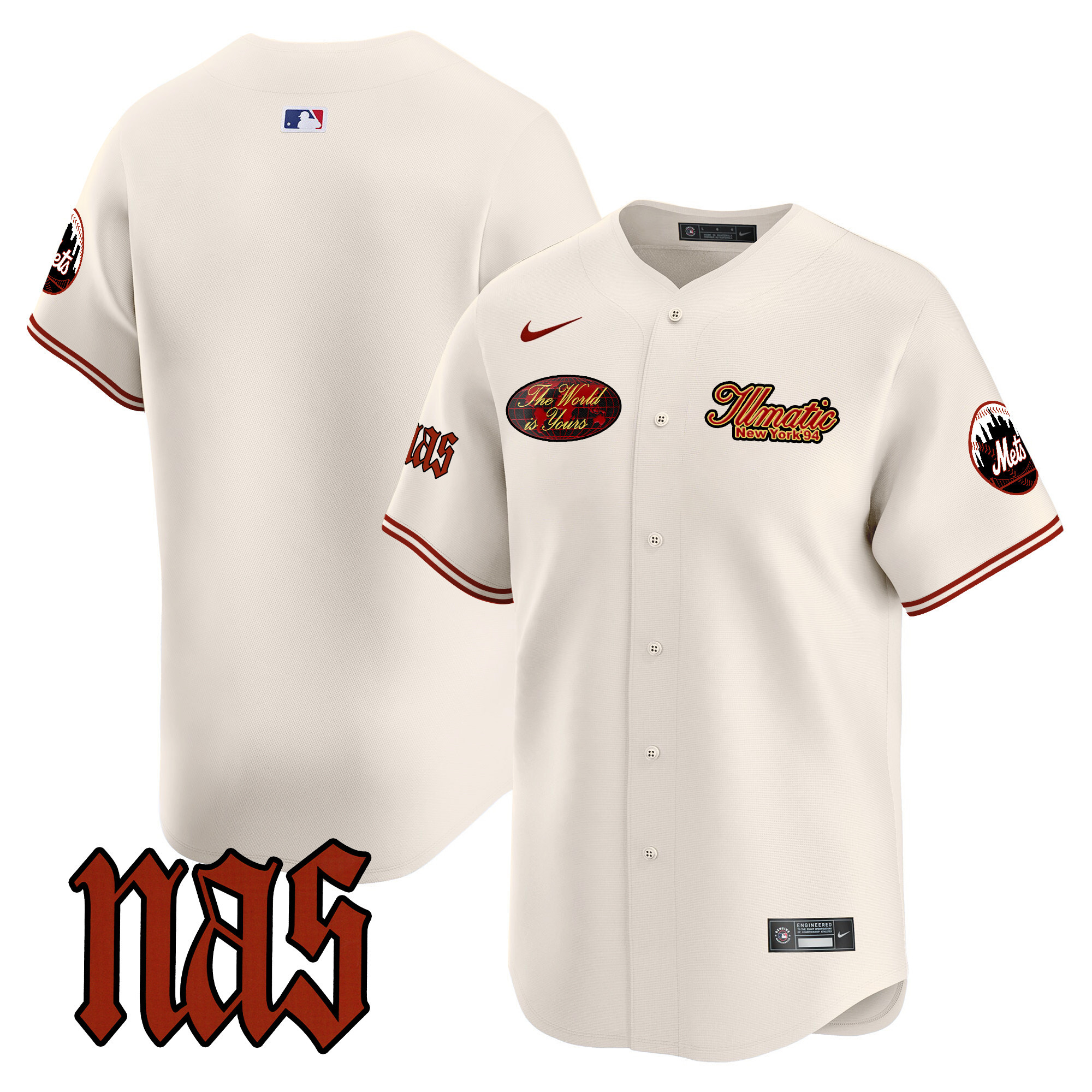 Men's Mets Nas Illmatic Vapor Premier Limited Jersey V2 - All Stitched