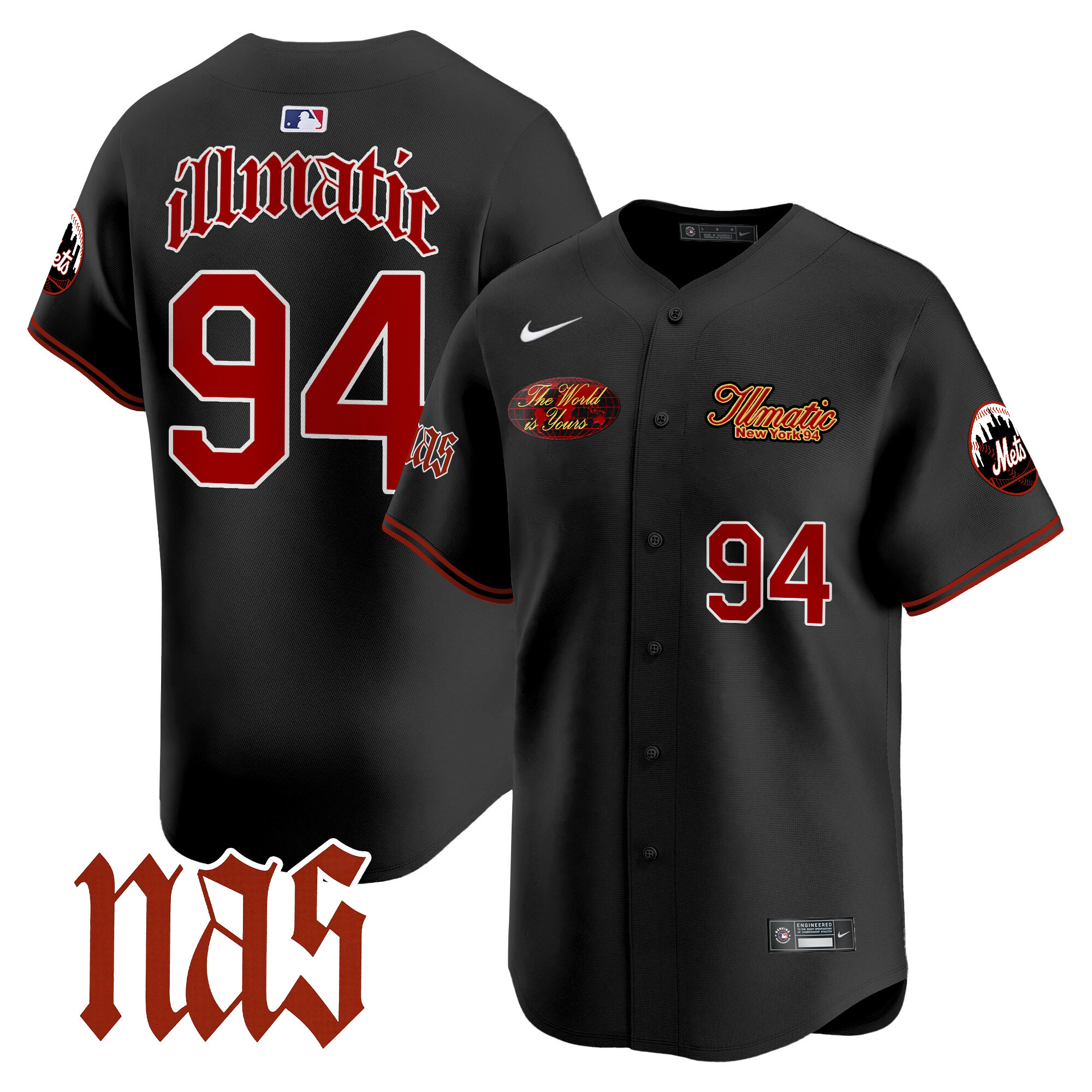 Men's Mets Nas Illmatic Vapor Premier Limited Jersey V2 - All Stitched