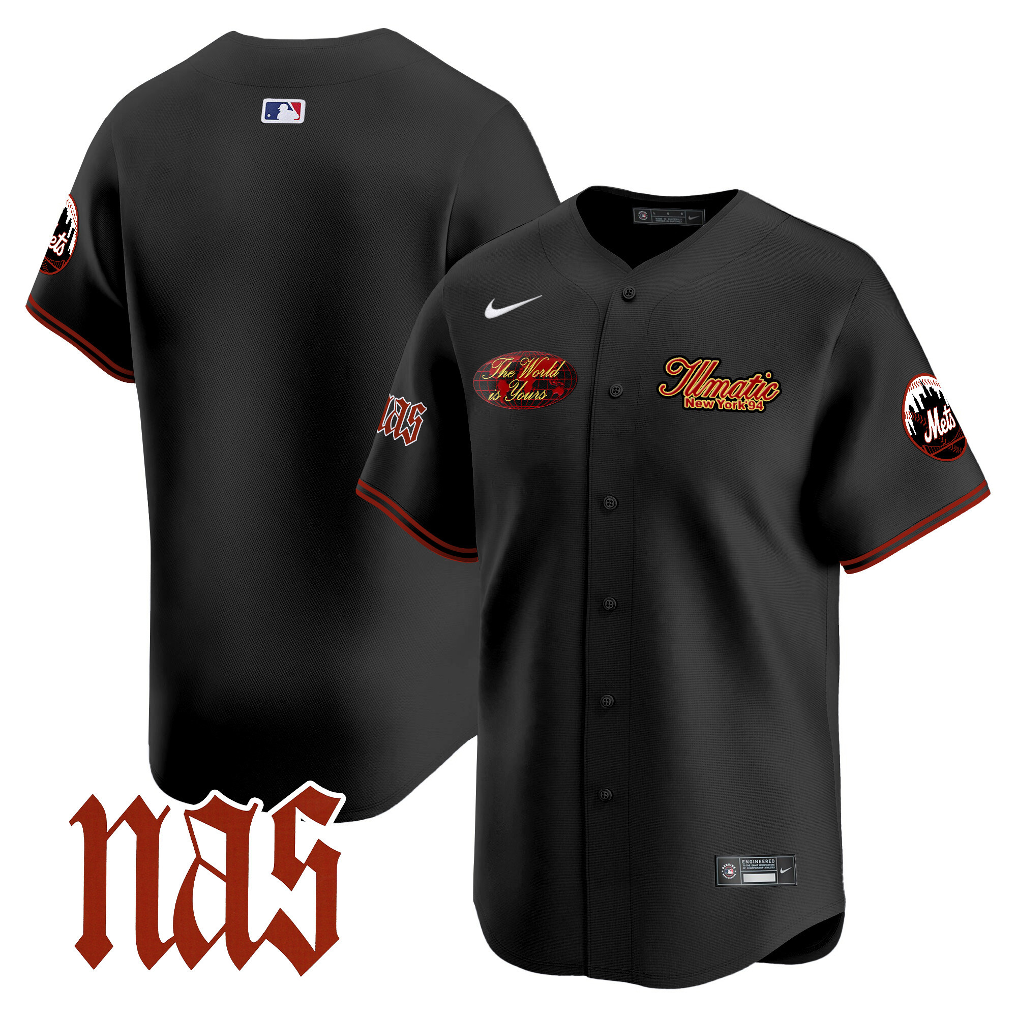 Men's Mets Nas Illmatic Vapor Premier Limited Jersey V2 - All Stitched
