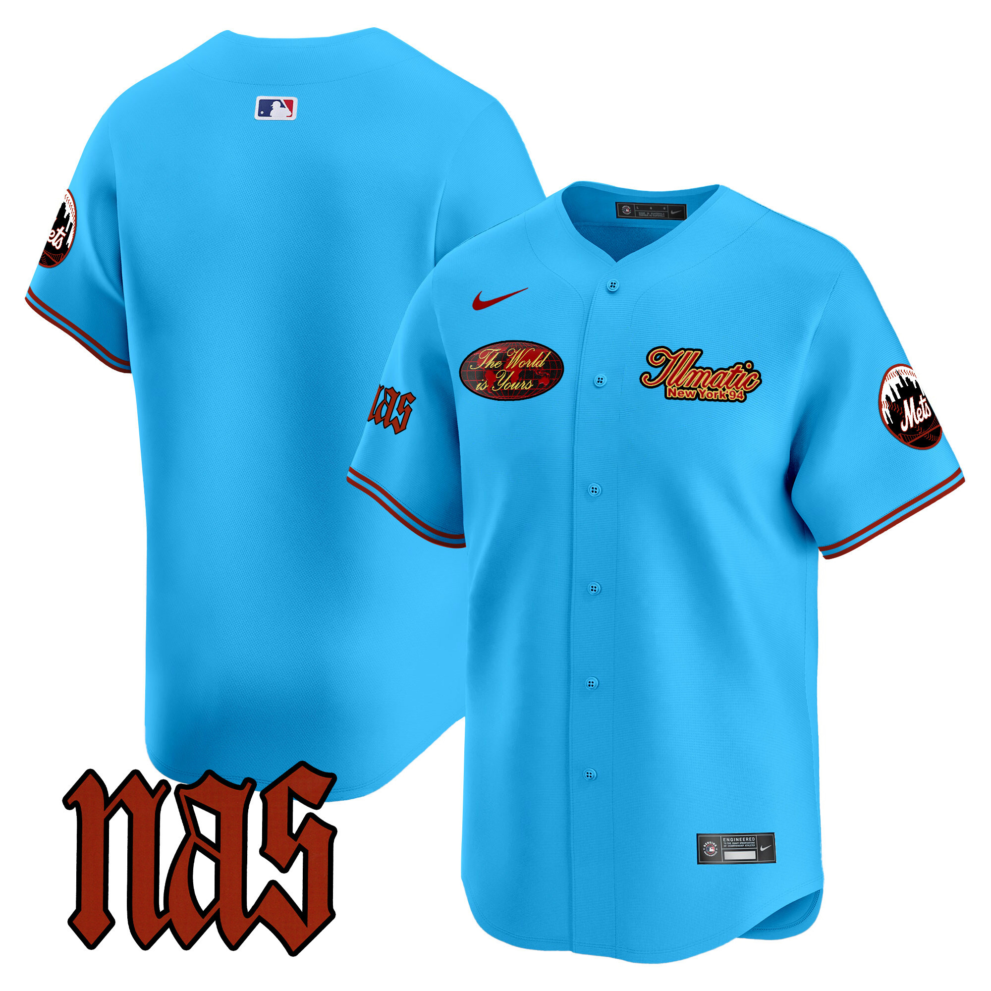 Men's Mets Nas Illmatic Vapor Premier Limited Jersey V2 - All Stitched