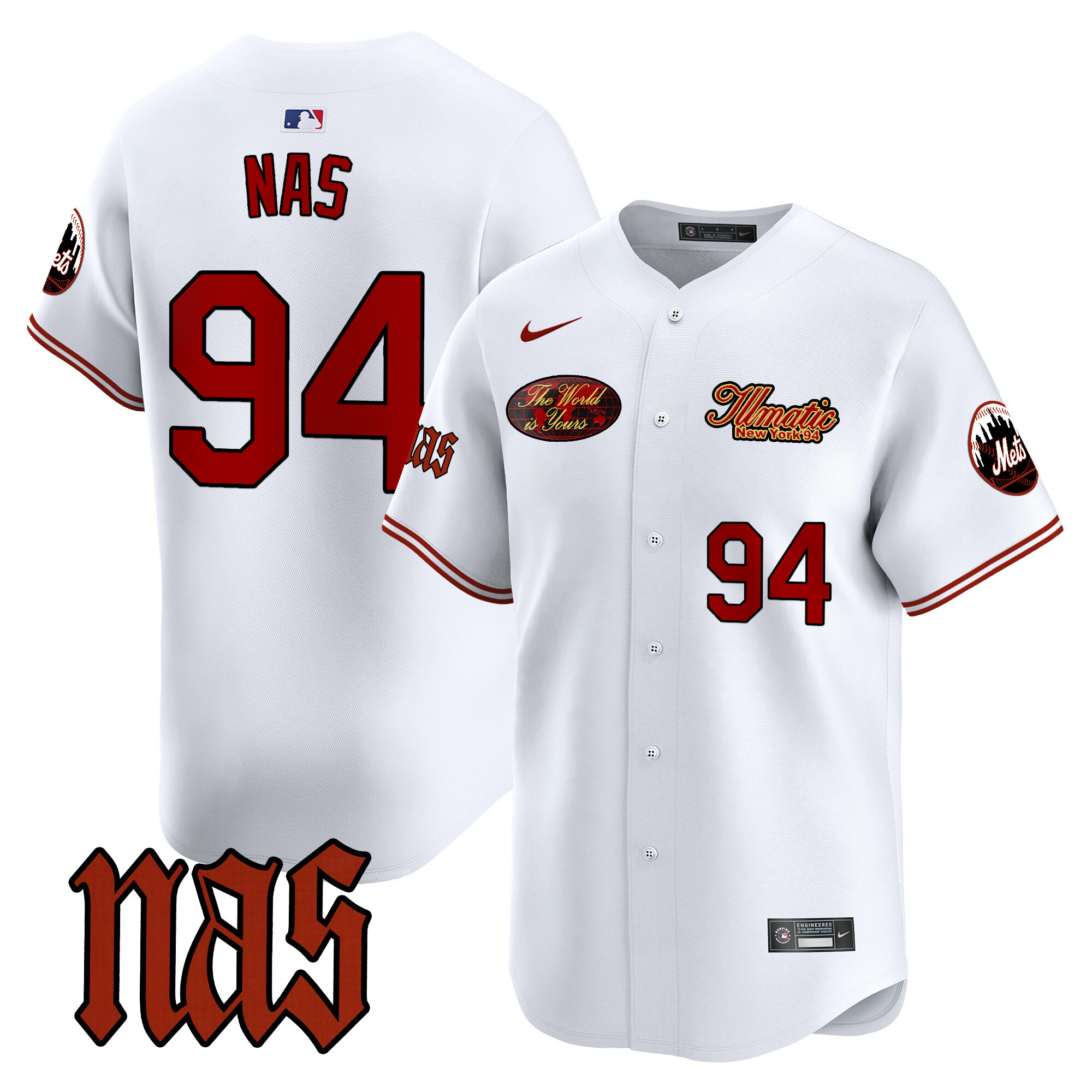 Men's Mets Nas Illmatic Vapor Premier Limited Jersey V2 - All Stitched