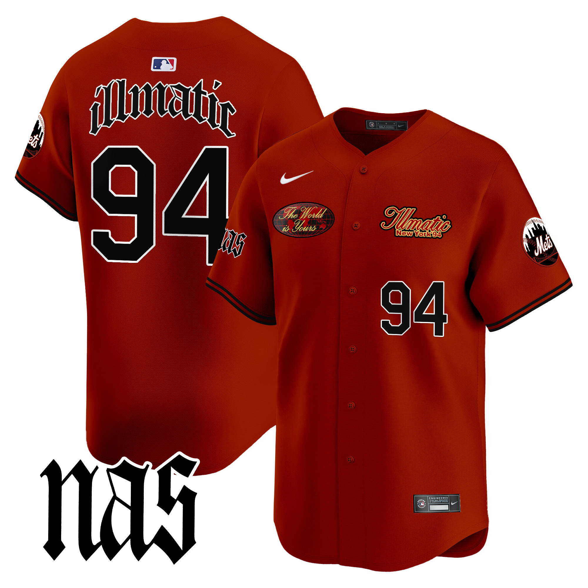 Men's Mets Nas Illmatic Vapor Premier Limited Jersey V2 - All Stitched