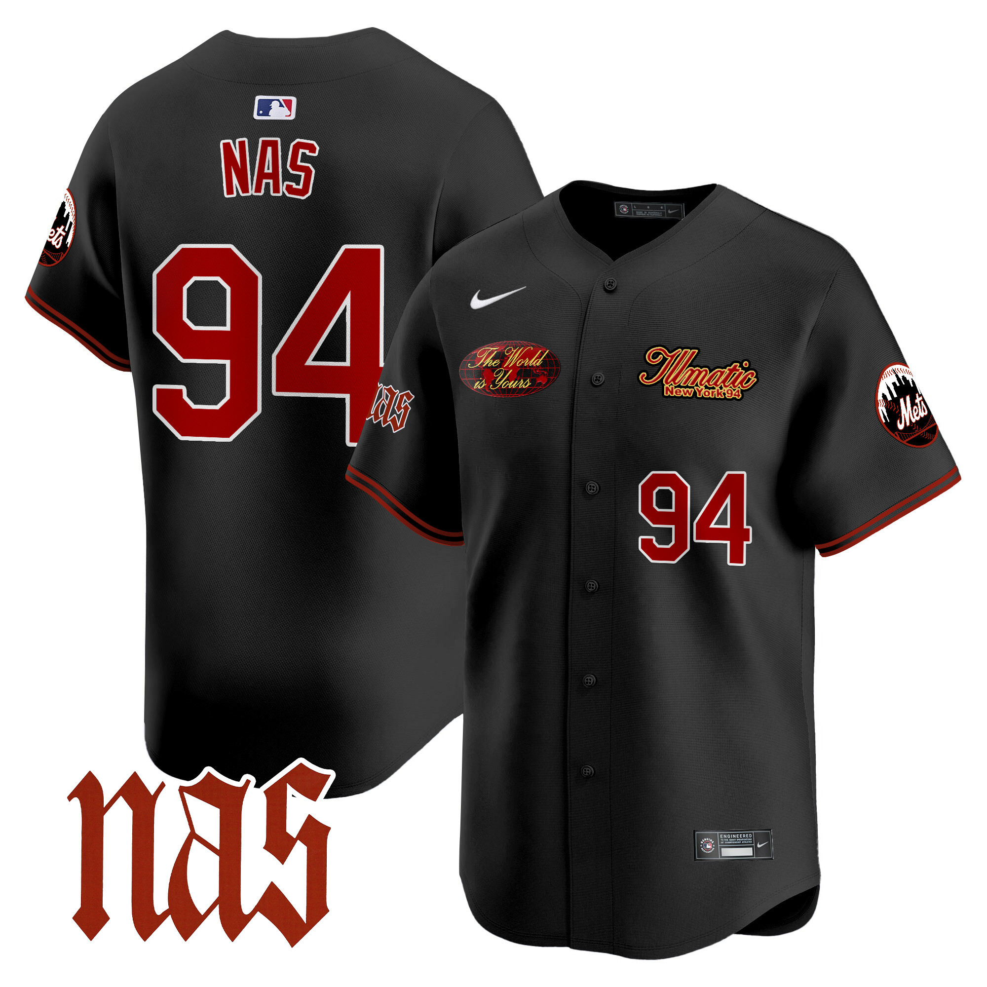 Men's Mets Nas Illmatic Vapor Premier Limited Jersey V2 - All Stitched