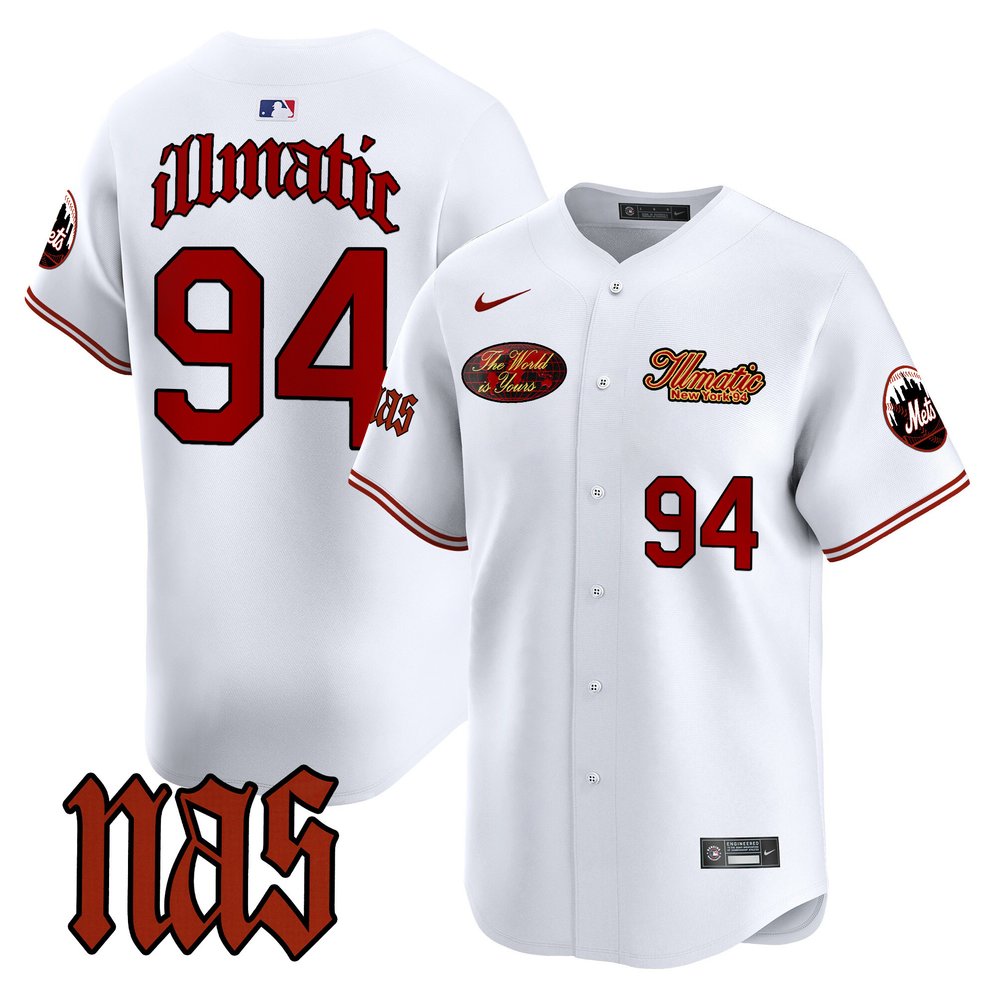 Men's Mets Nas Illmatic Vapor Premier Limited Jersey V2 - All Stitched