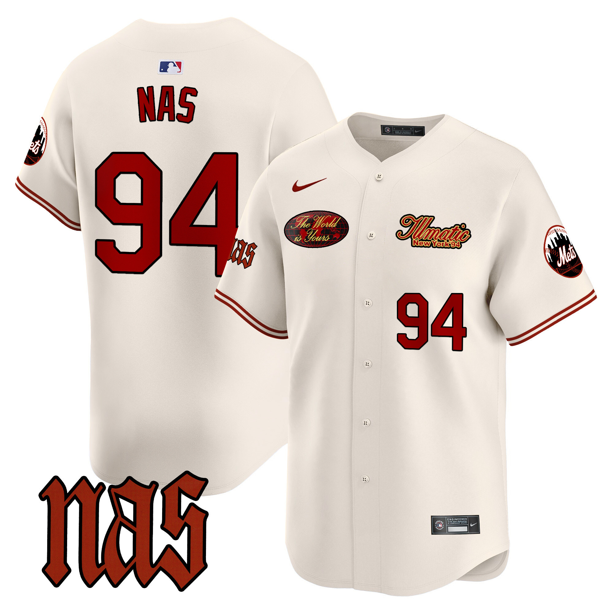 Men's Mets Nas Illmatic Vapor Premier Limited Jersey V2 - All Stitched