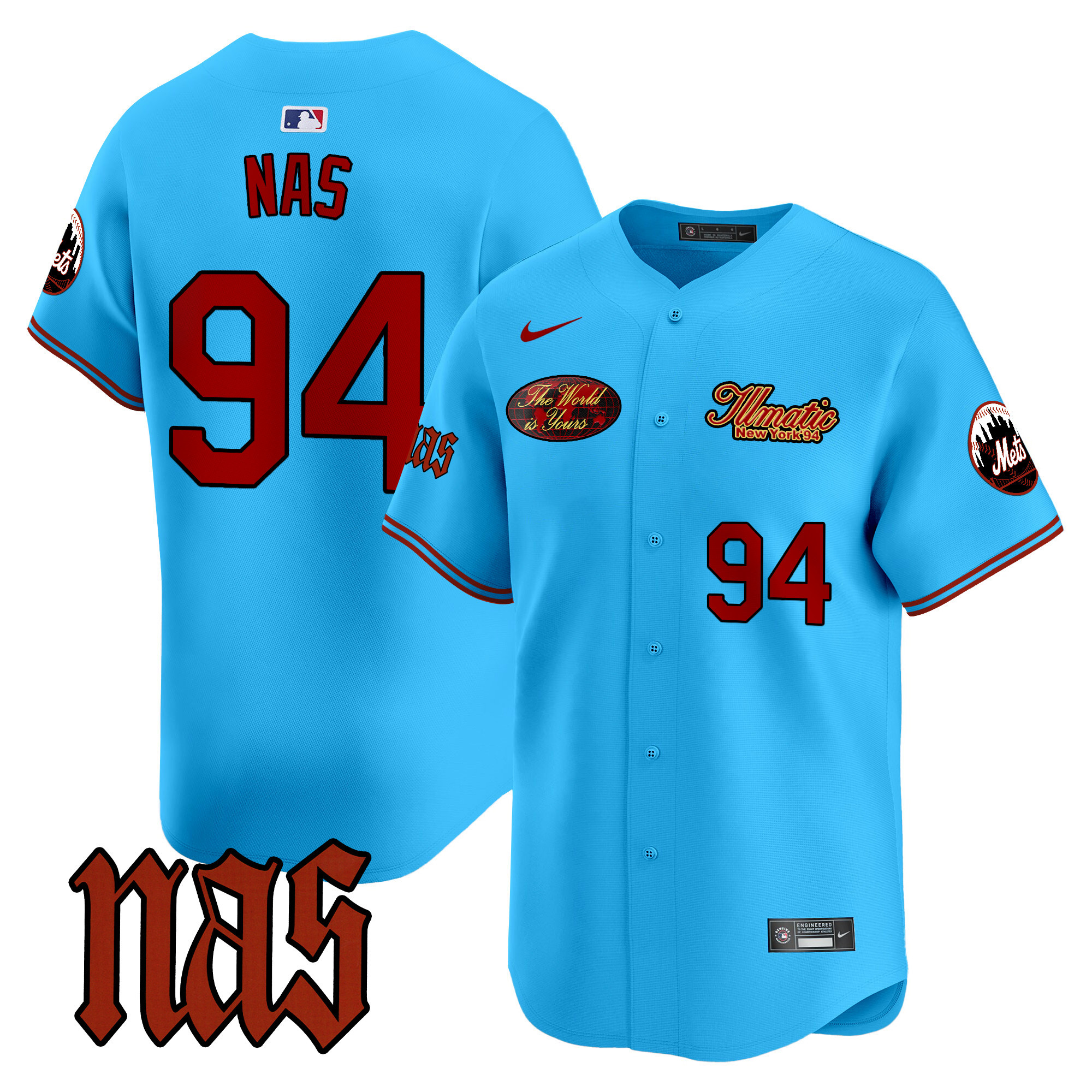 Men's Mets Nas Illmatic Vapor Premier Limited Jersey V2 - All Stitched