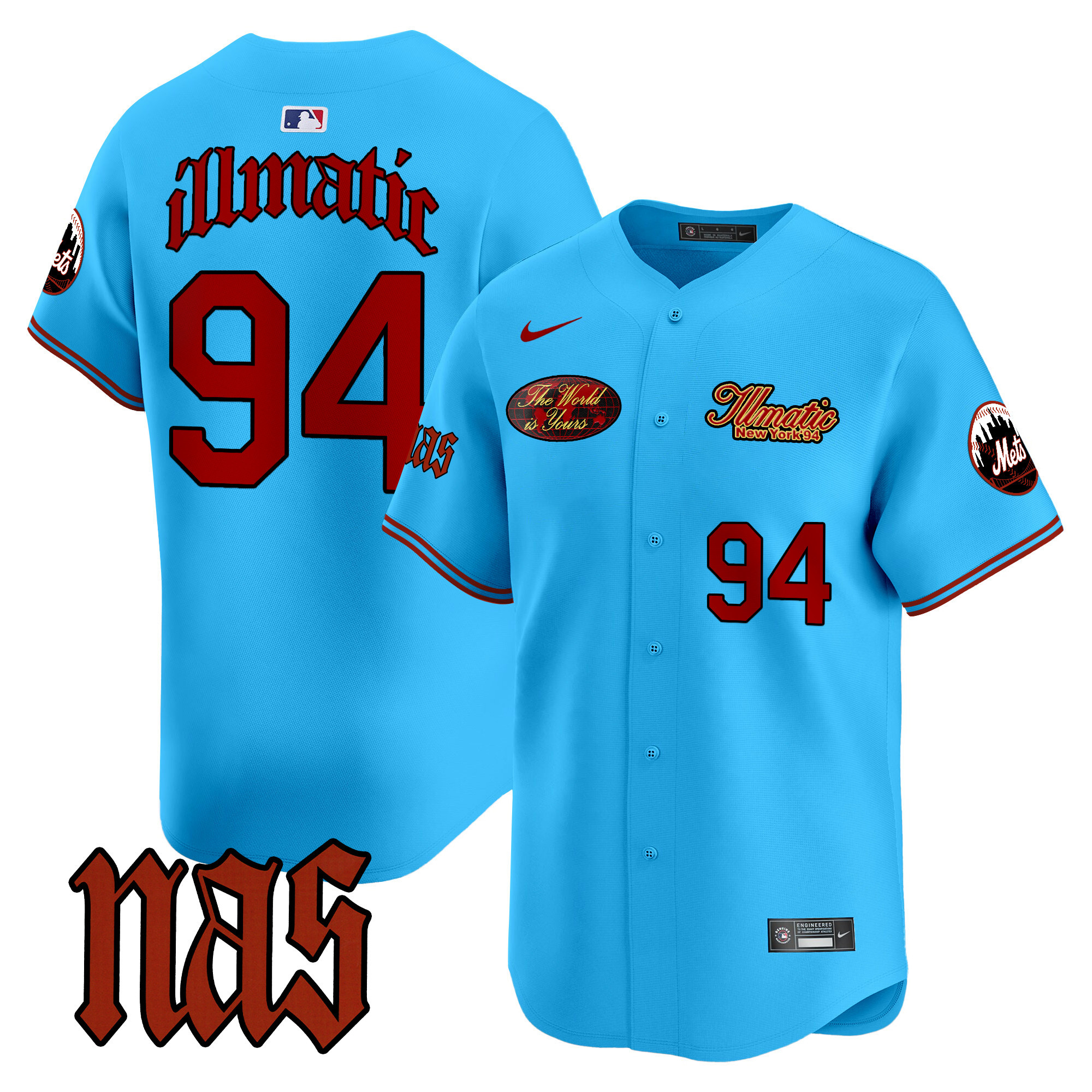 Men's Mets Nas Illmatic Vapor Premier Limited Jersey V2 - All Stitched