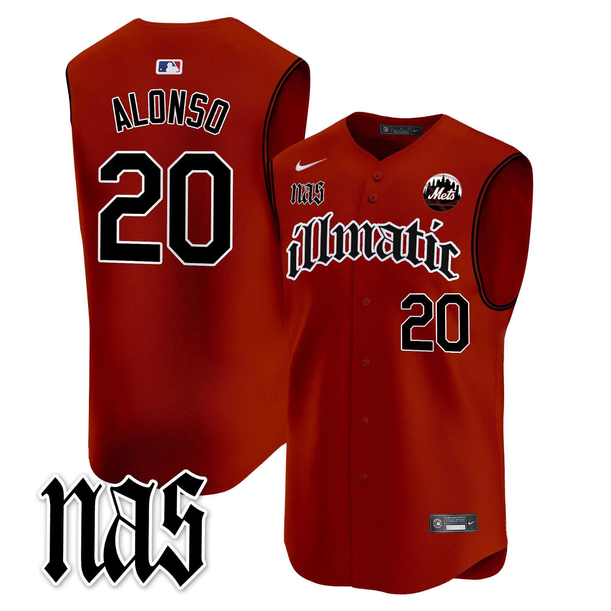 Men's Mets Nas Illmatic Vapor Premier Sleeveless Jersey - All Stitched