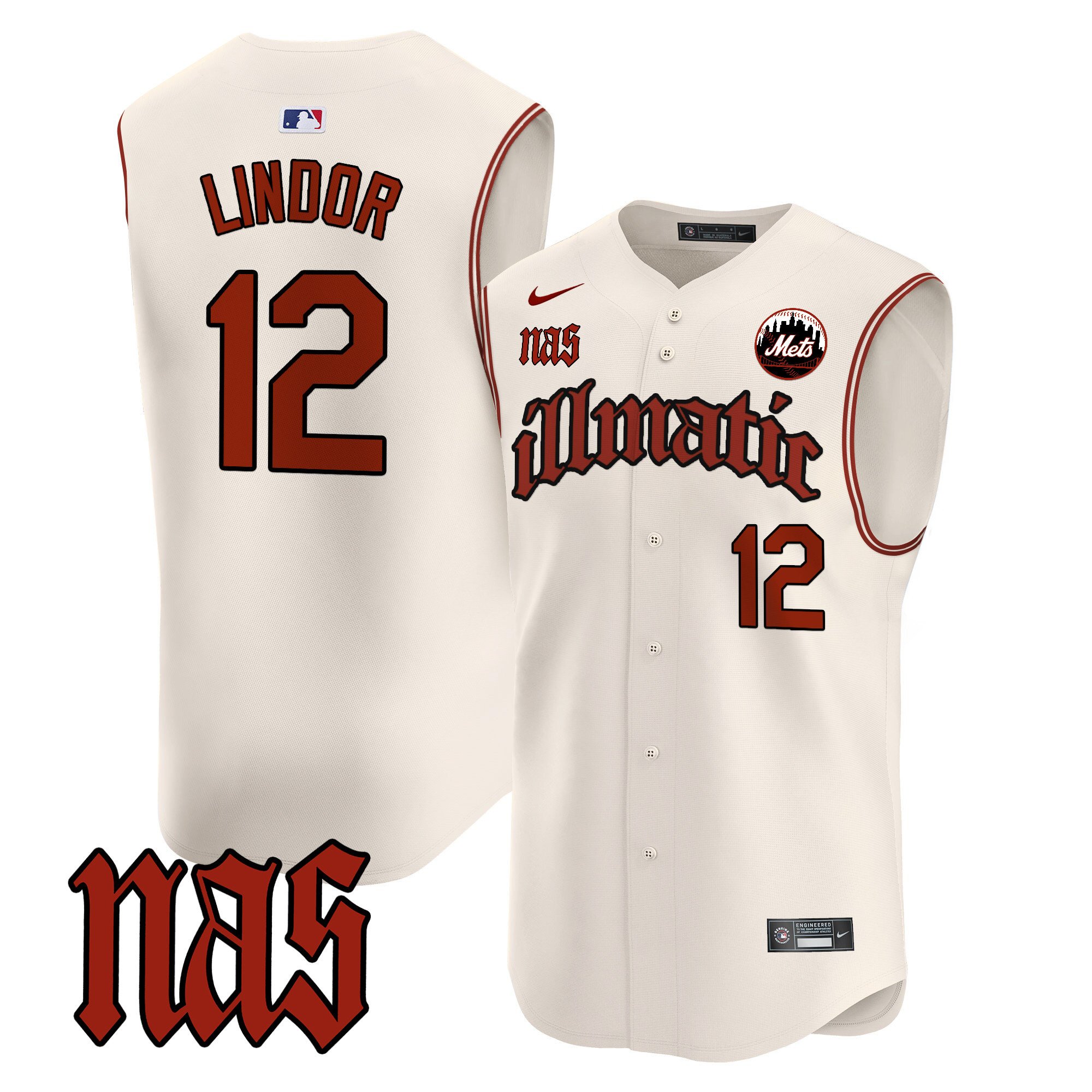 Men's Mets Nas Illmatic Vapor Premier Sleeveless Jersey - All Stitched