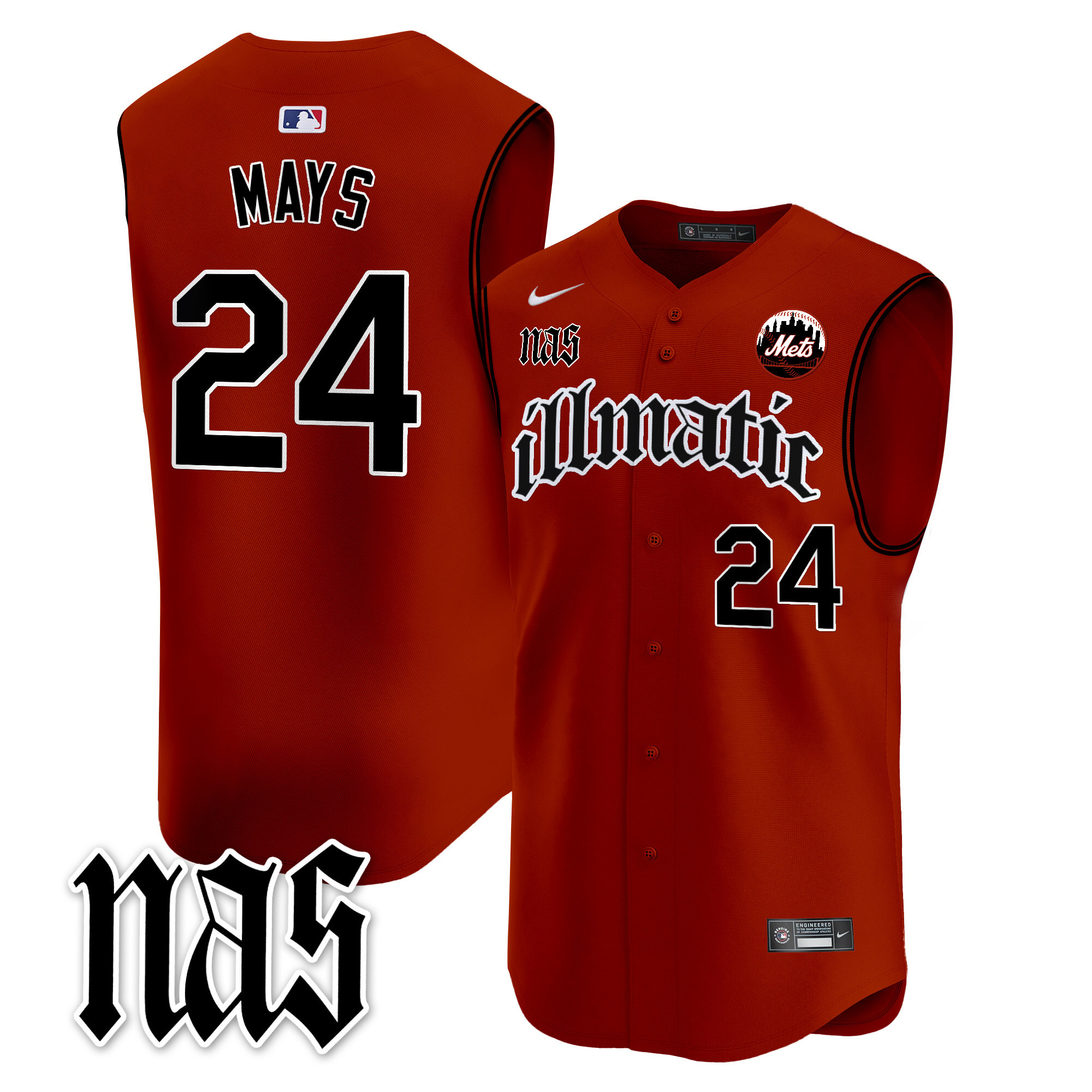 Men's Mets Nas Illmatic Vapor Premier Sleeveless Jersey - All Stitched