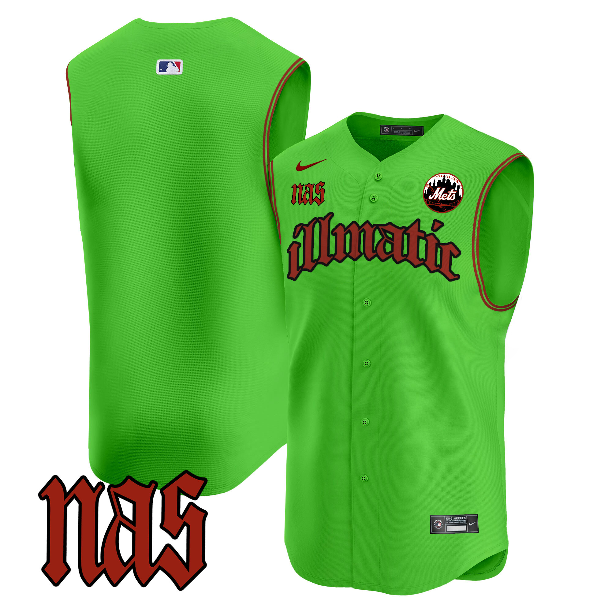 Men's Mets Nas Illmatic Vapor Premier Sleeveless Jersey - All Stitched