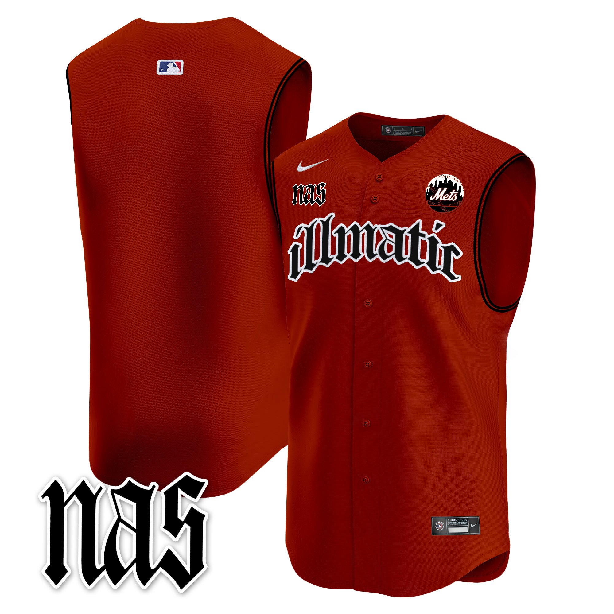 Men's Mets Nas Illmatic Vapor Premier Sleeveless Jersey - All Stitched