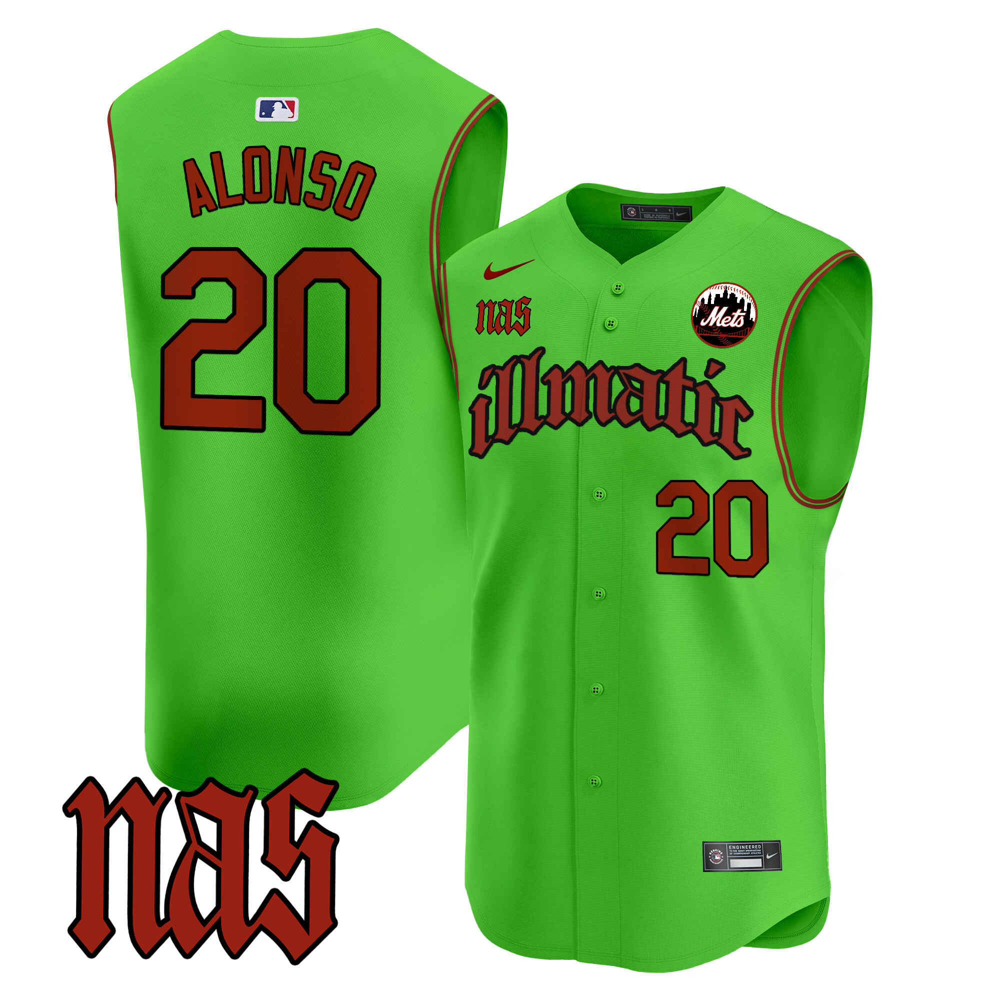Men's Mets Nas Illmatic Vapor Premier Sleeveless Jersey - All Stitched