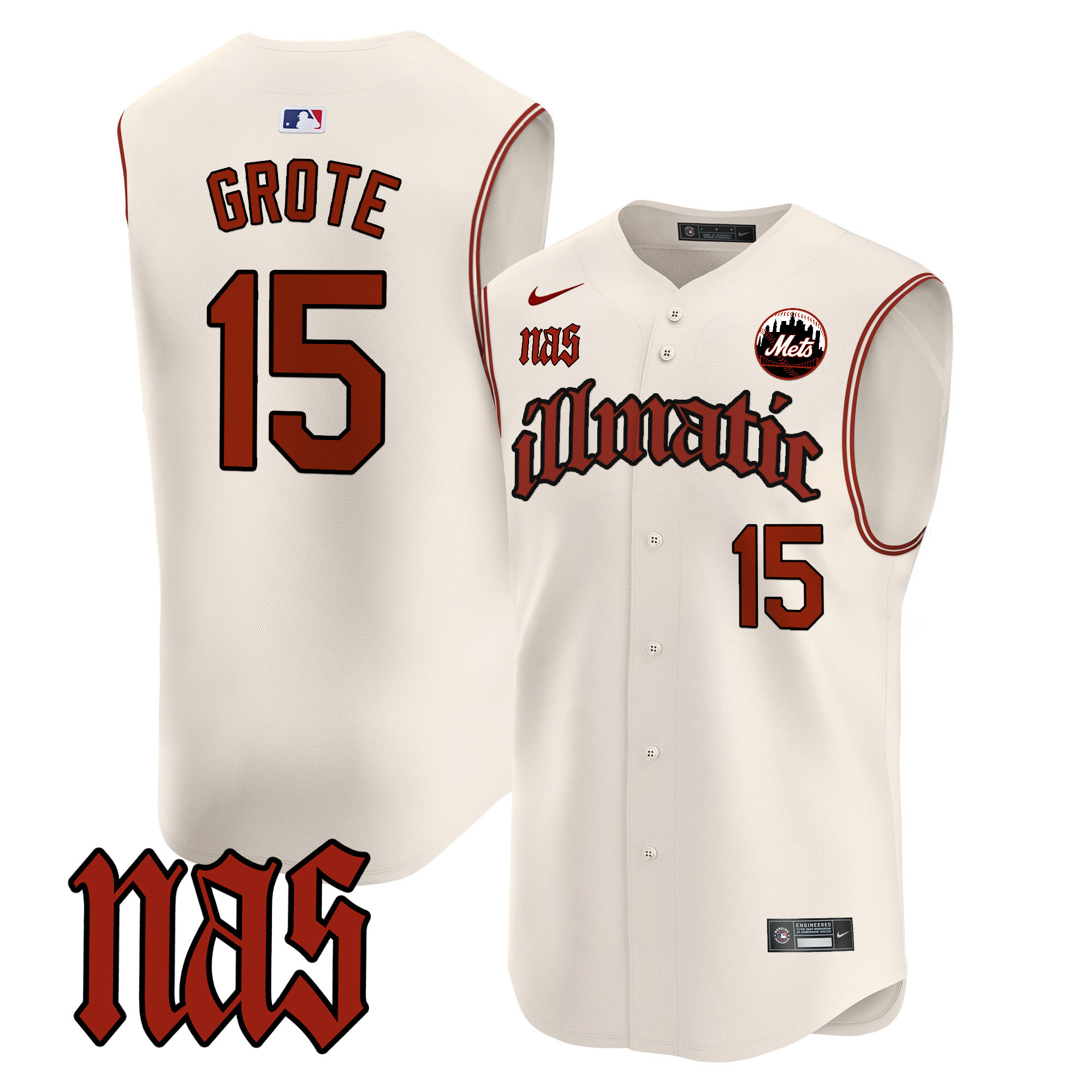 Men's Mets Nas Illmatic Vapor Premier Sleeveless Jersey - All Stitched