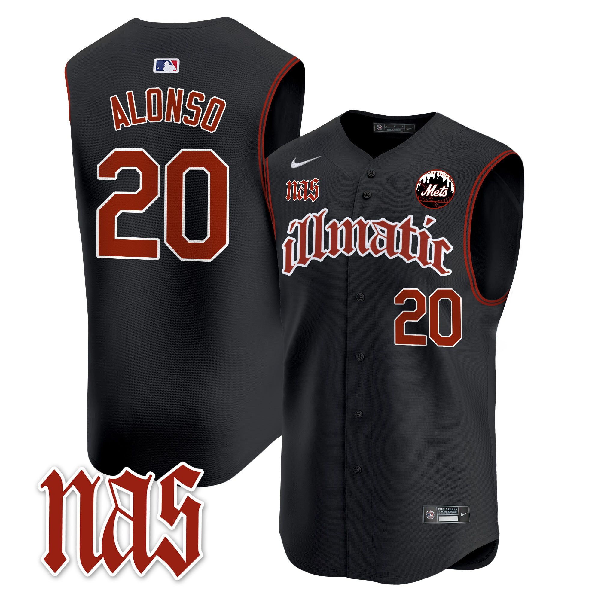 Men's Mets Nas Illmatic Vapor Premier Sleeveless Jersey - All Stitched