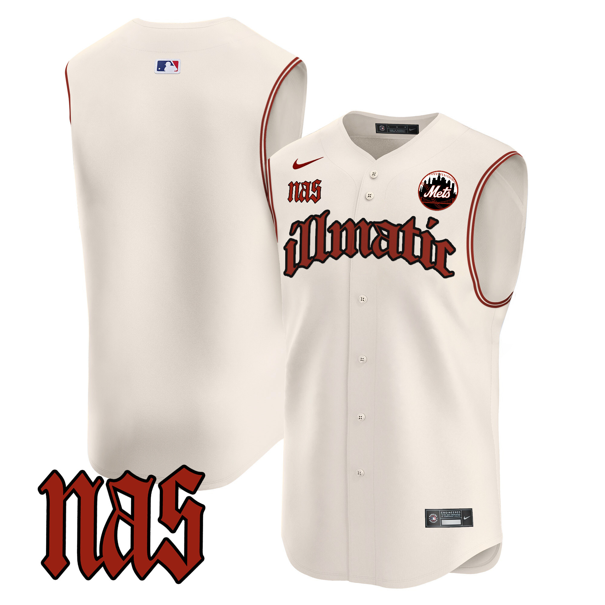 Men's Mets Nas Illmatic Vapor Premier Sleeveless Jersey - All Stitched