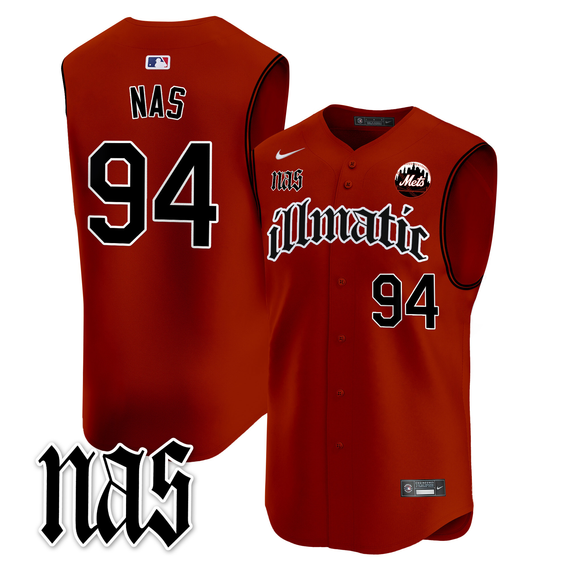 Men's Mets Nas Illmatic Vapor Premier Sleeveless Jersey - All Stitched