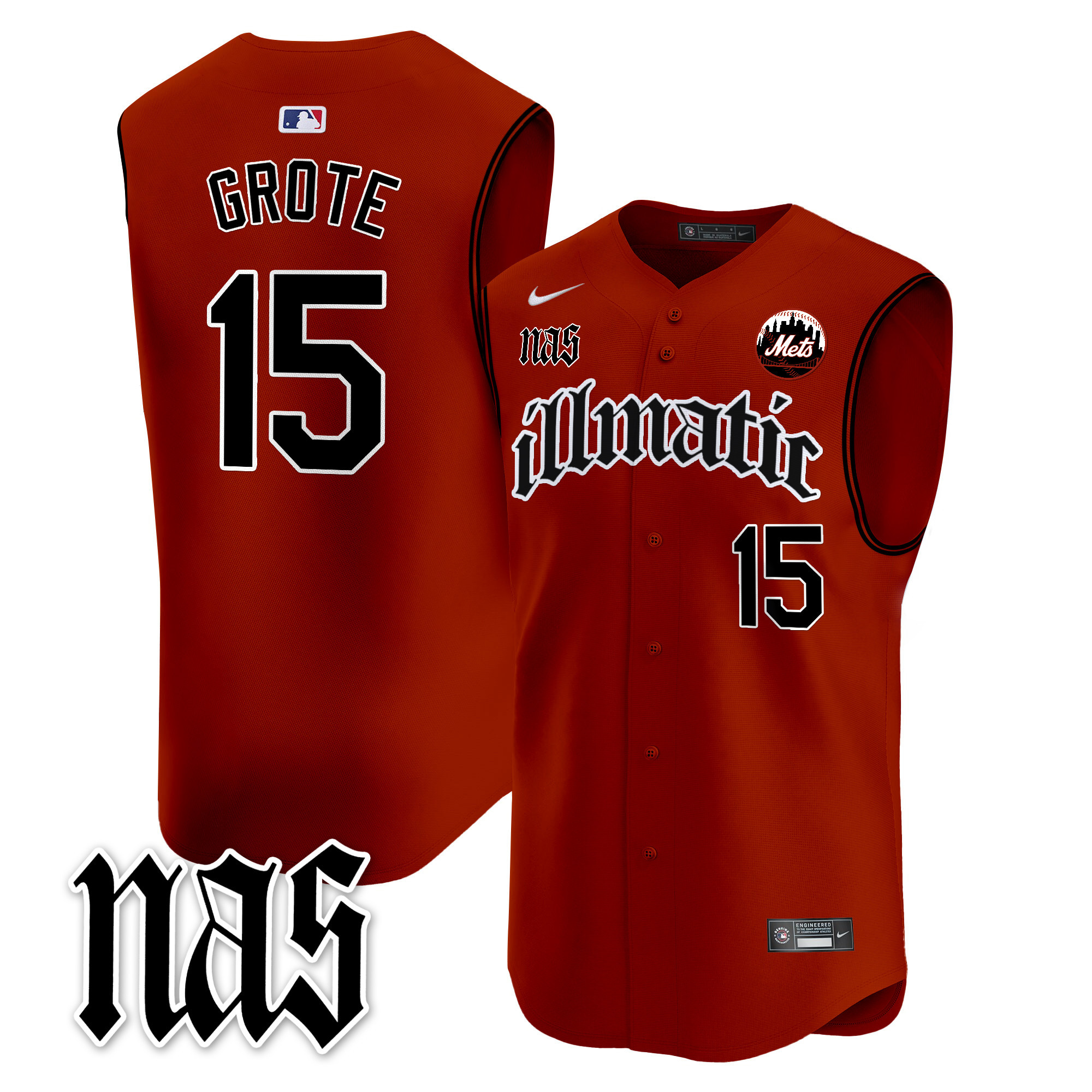 Men's Mets Nas Illmatic Vapor Premier Sleeveless Jersey - All Stitched