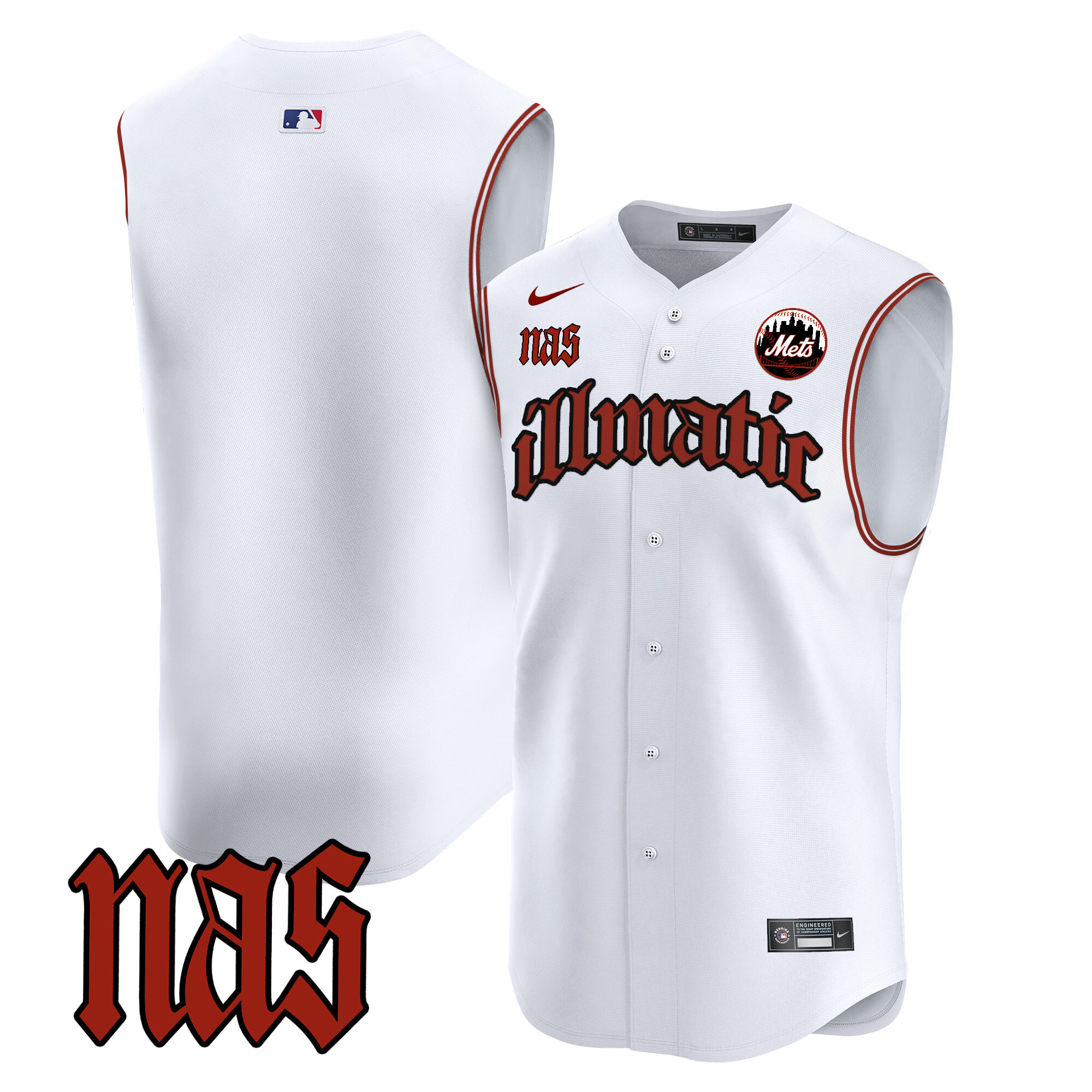 Men's Mets Nas Illmatic Vapor Premier Sleeveless Jersey - All Stitched