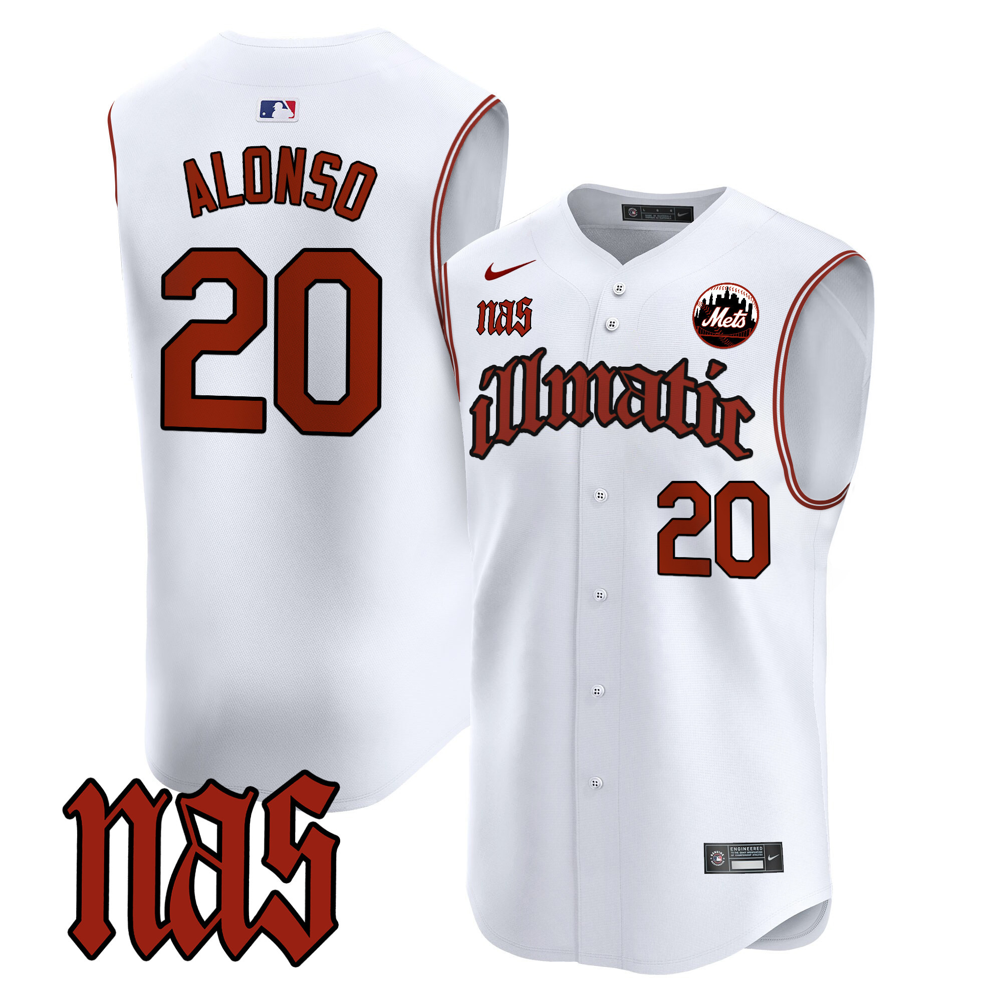 Men's Mets Nas Illmatic Vapor Premier Sleeveless Jersey - All Stitched