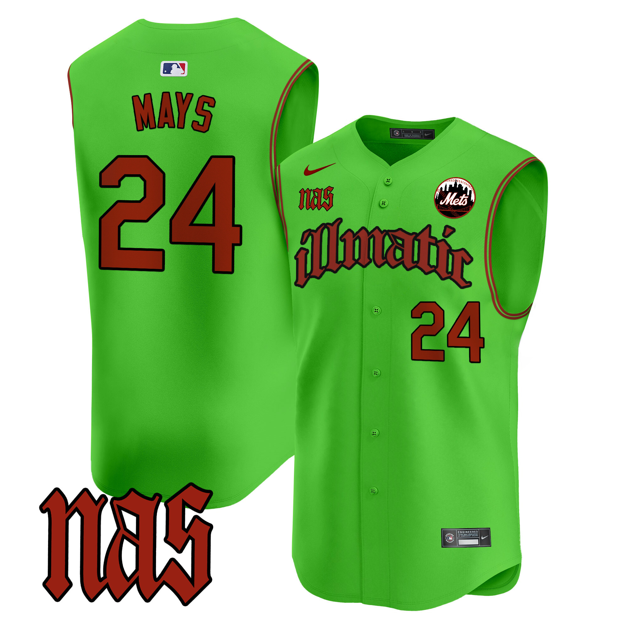 Men's Mets Nas Illmatic Vapor Premier Sleeveless Jersey - All Stitched