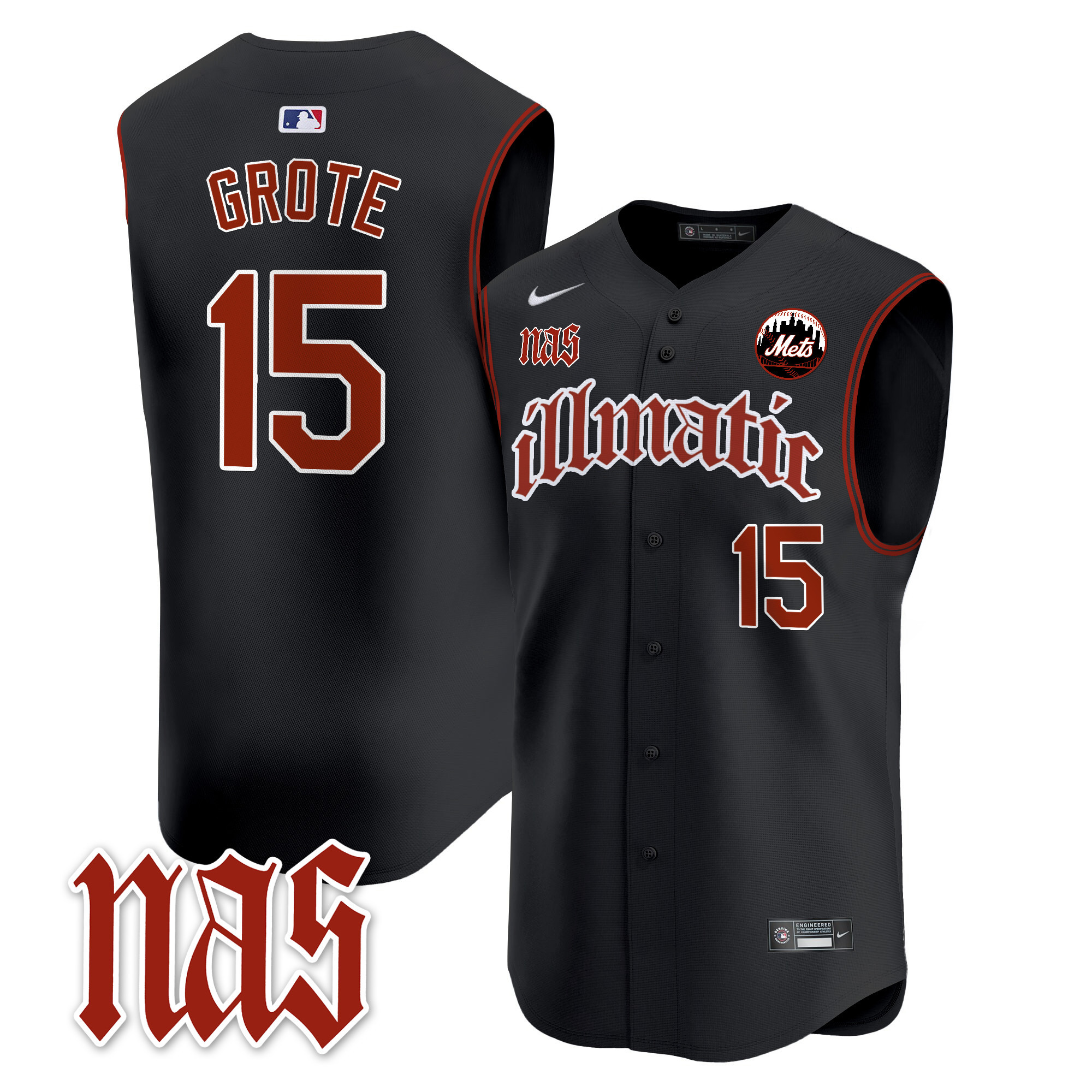 Men's Mets Nas Illmatic Vapor Premier Sleeveless Jersey - All Stitched