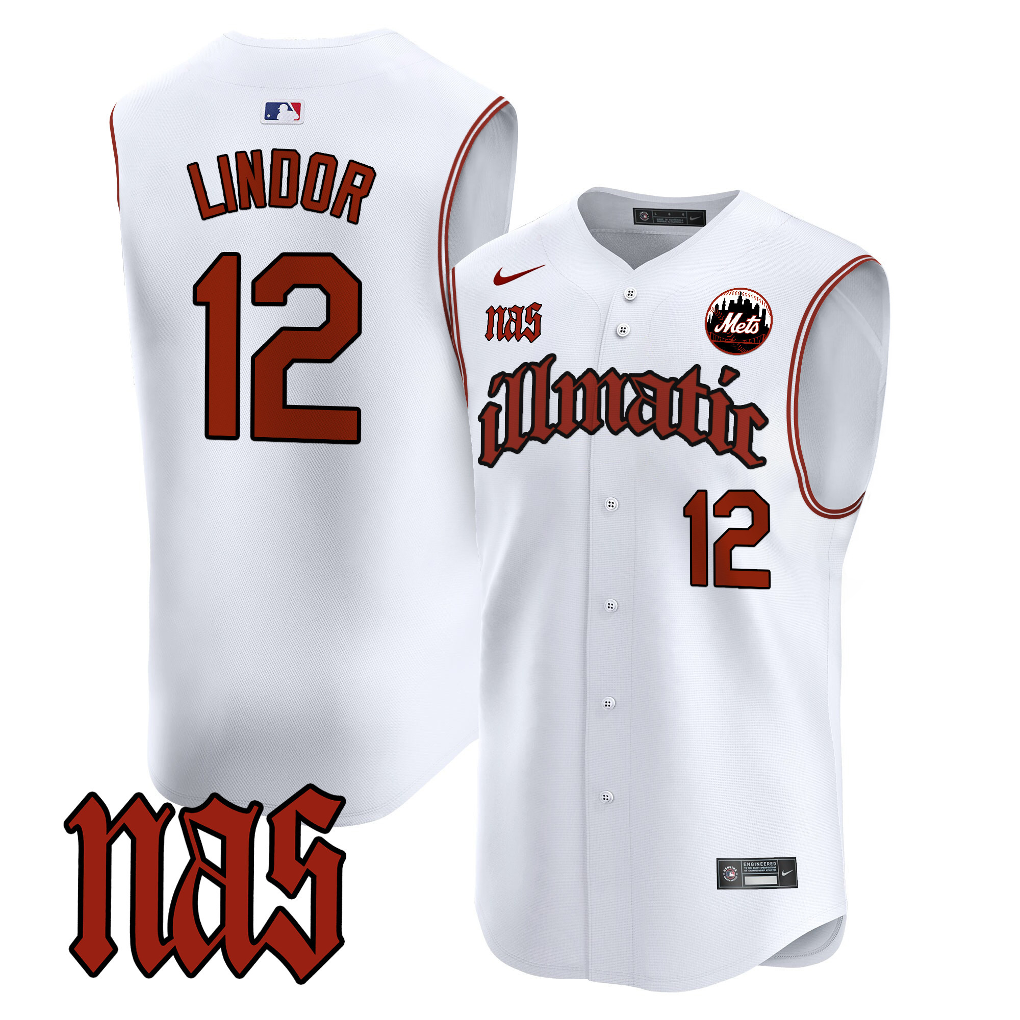 Men's Mets Nas Illmatic Vapor Premier Sleeveless Jersey - All Stitched