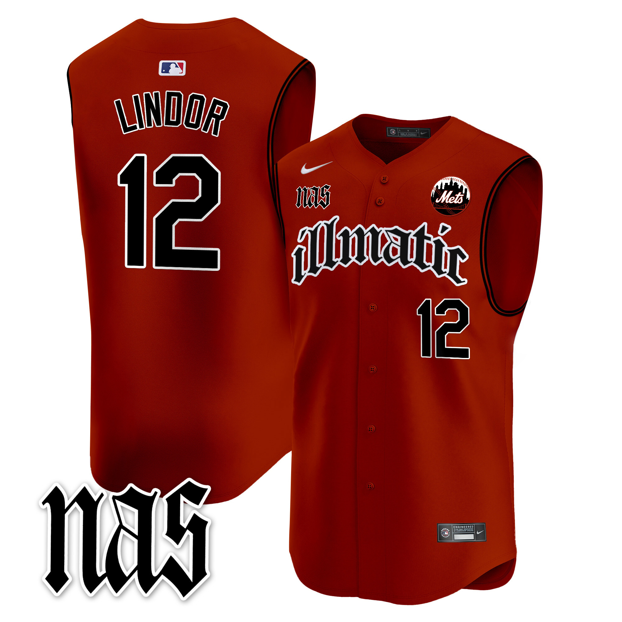 Men's Mets Nas Illmatic Vapor Premier Sleeveless Jersey - All Stitched