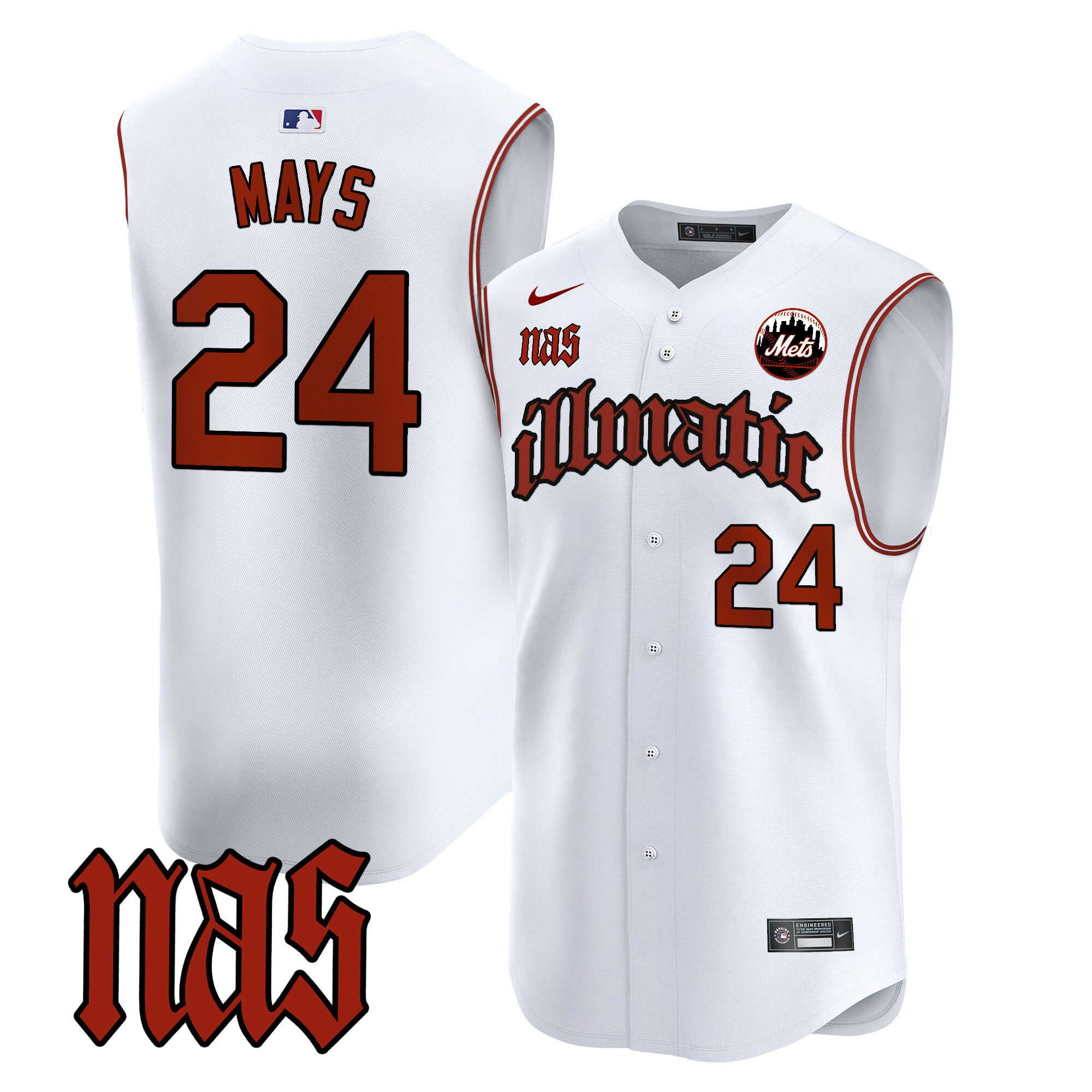 Men's Mets Nas Illmatic Vapor Premier Sleeveless Jersey - All Stitched