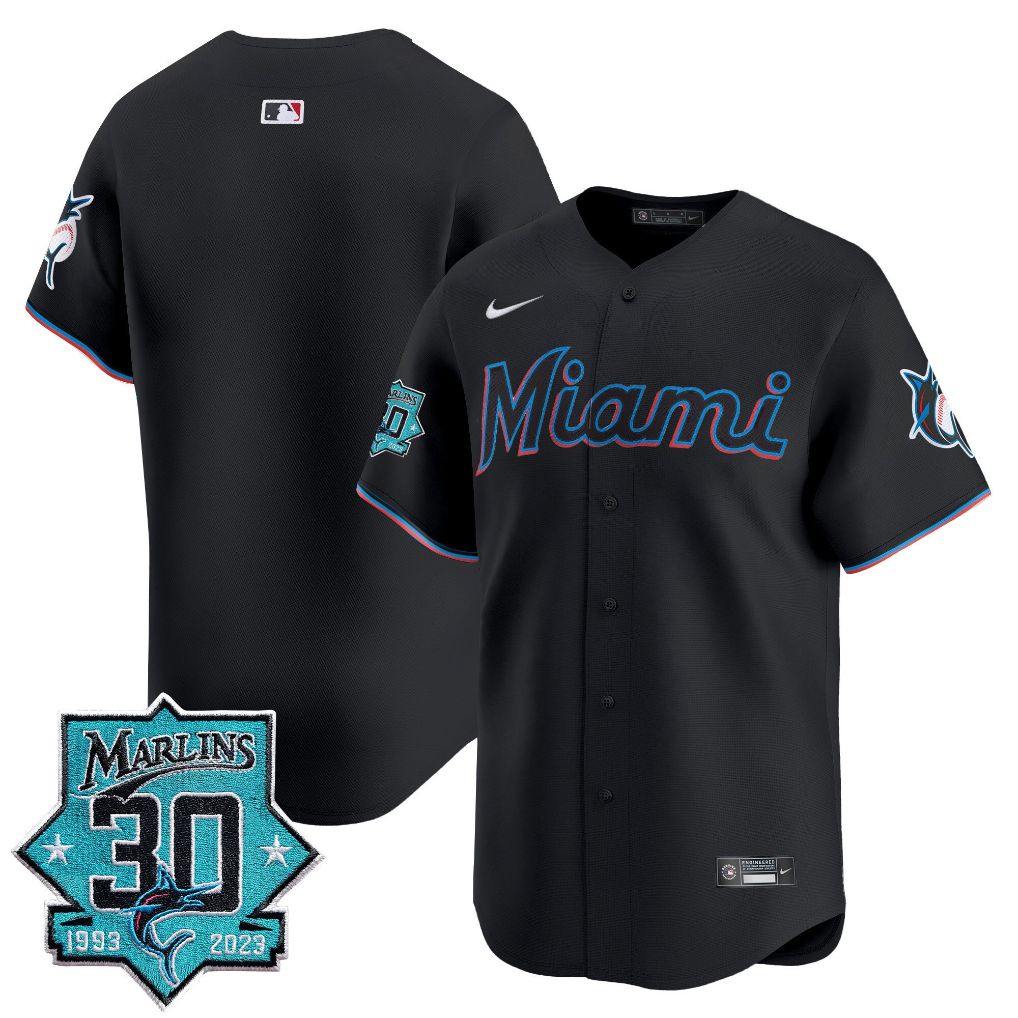 Men's Miami Marlins 30 Seasons Anniversary Patch Vapor Premier Limited Jersey – All Stitched