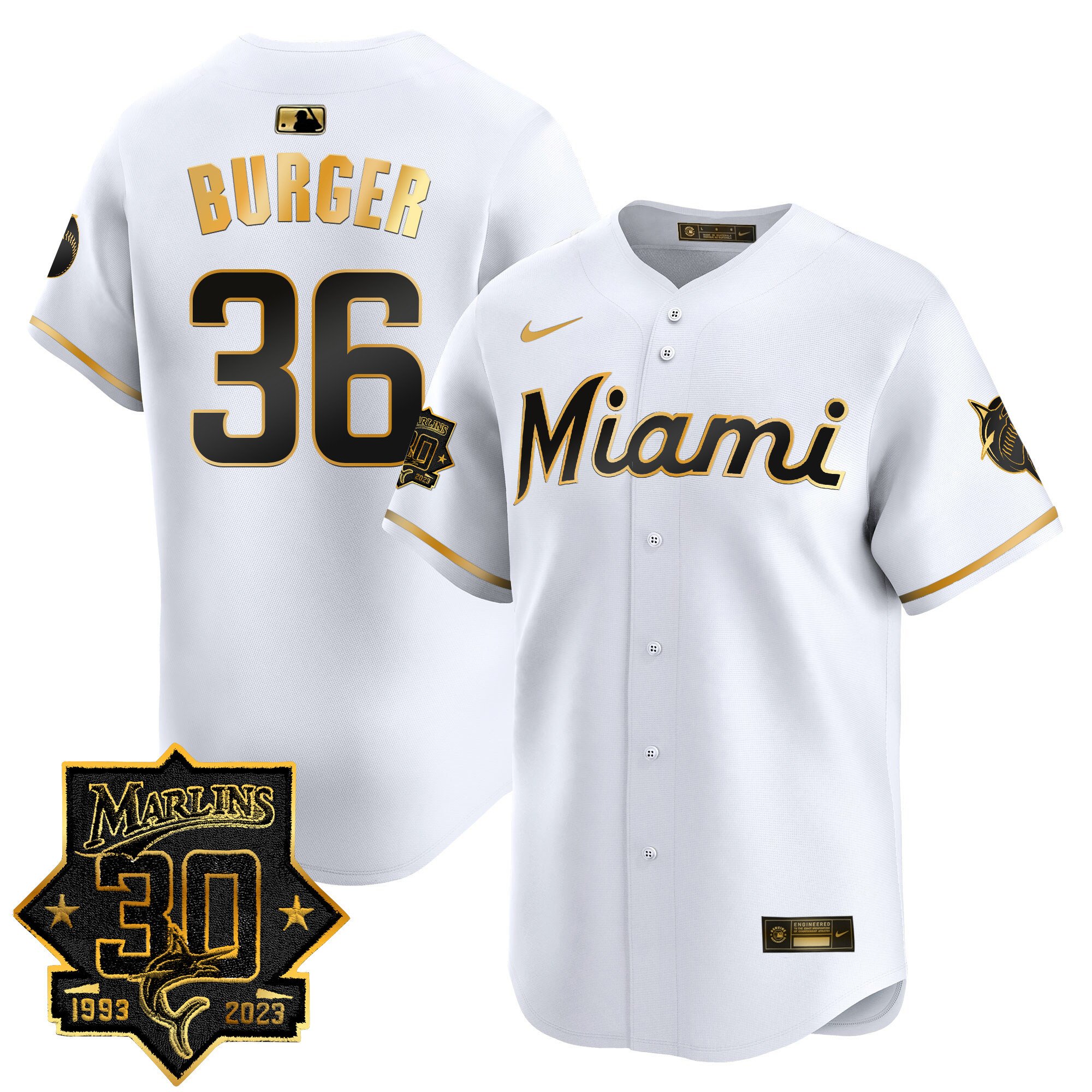 Men's Miami Marlins 30 Seasons Anniversary Patch Vapor Premier Limited Jersey – All Stitched