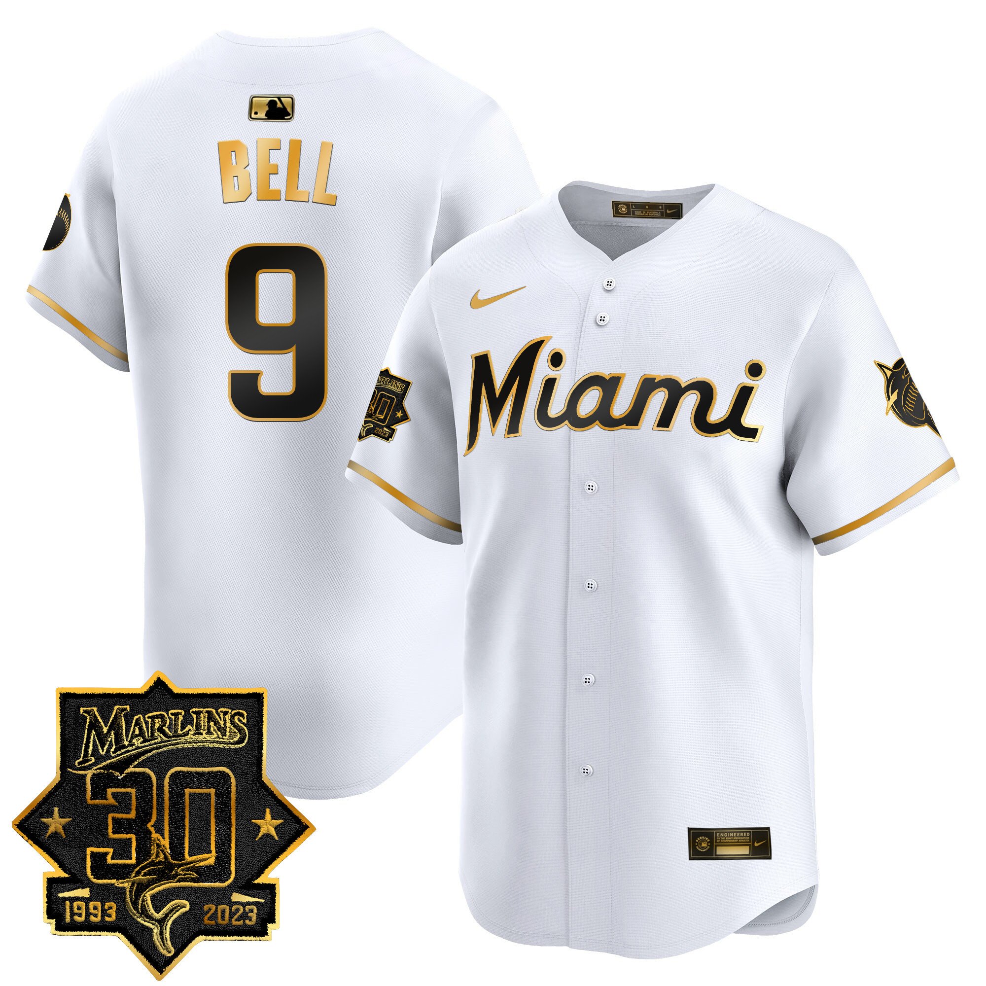 Men's Miami Marlins 30 Seasons Anniversary Patch Vapor Premier Limited Jersey – All Stitched