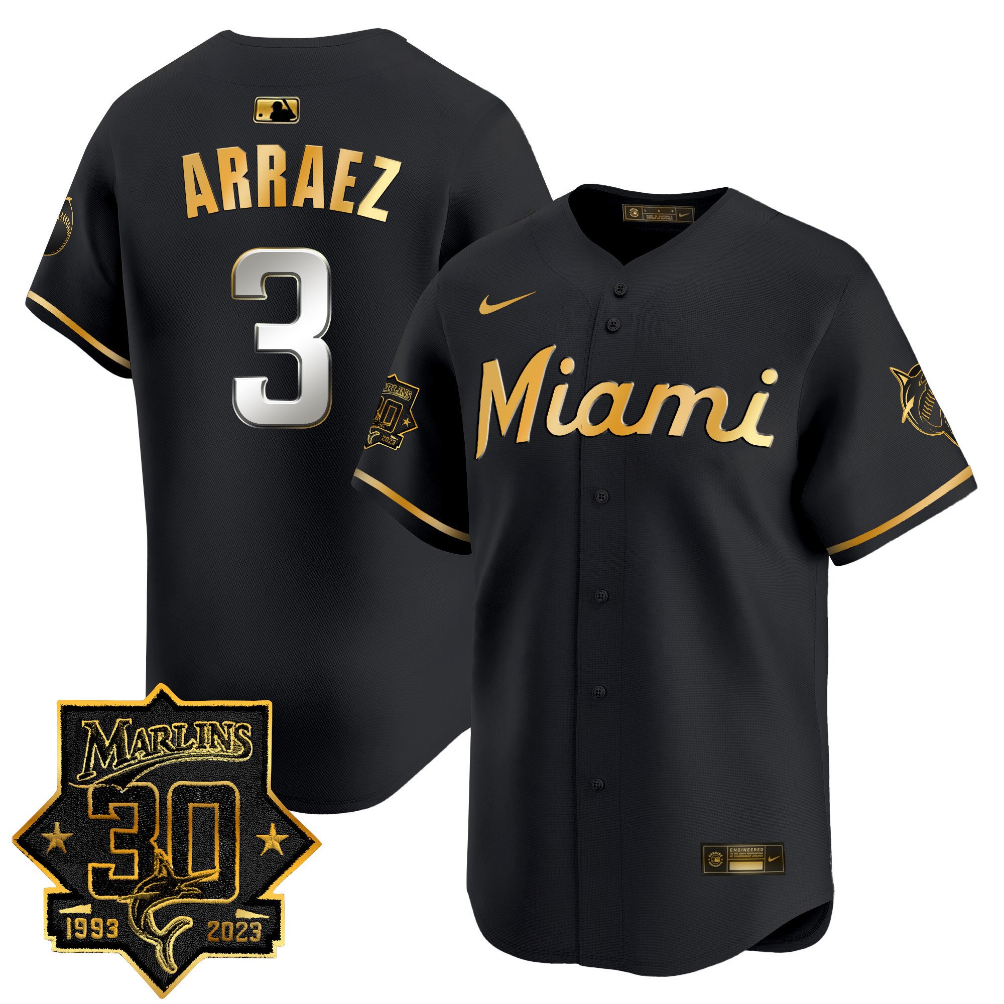 Men's Miami Marlins 30 Seasons Anniversary Patch Vapor Premier Limited Jersey – All Stitched