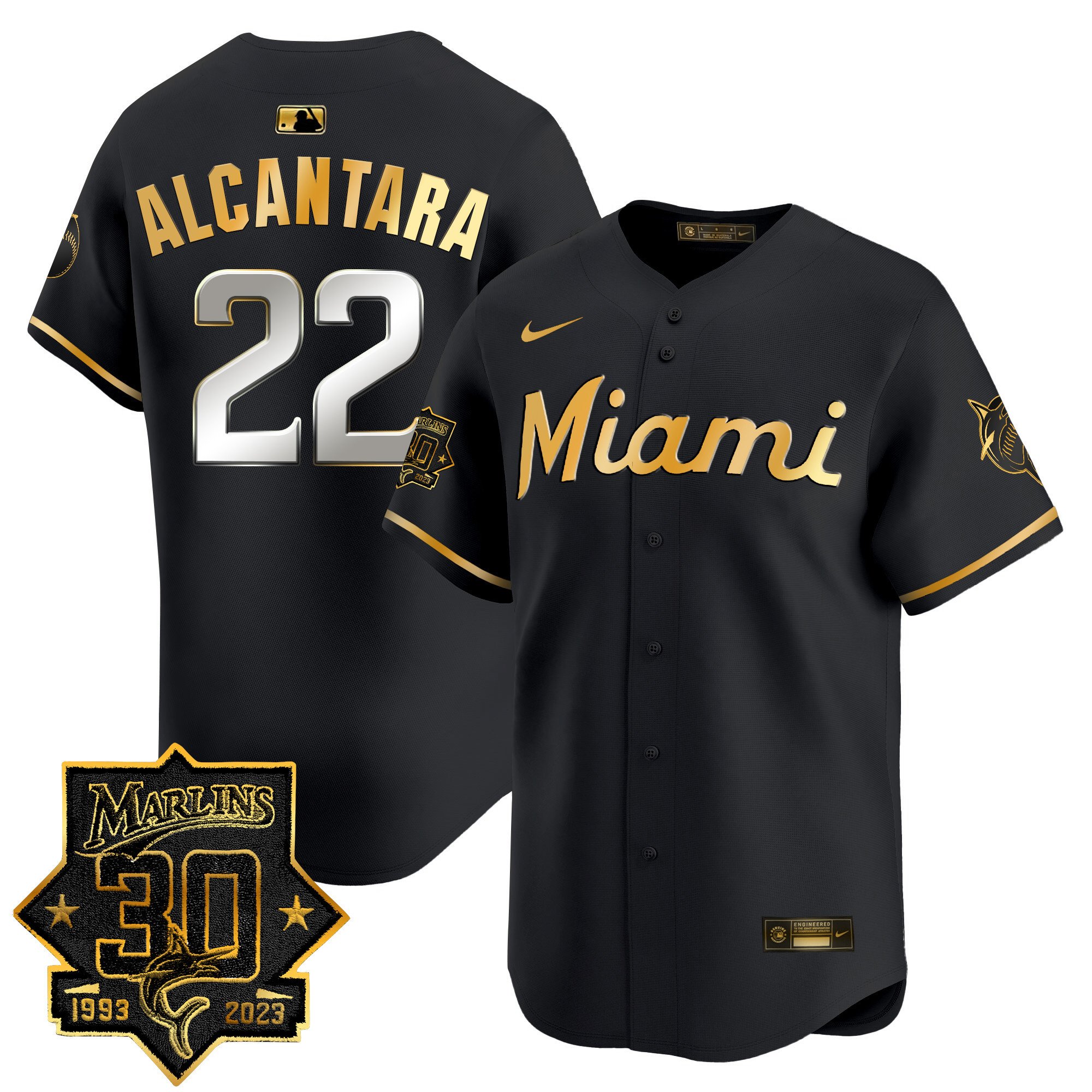 Men's Miami Marlins 30 Seasons Anniversary Patch Vapor Premier Limited Jersey – All Stitched